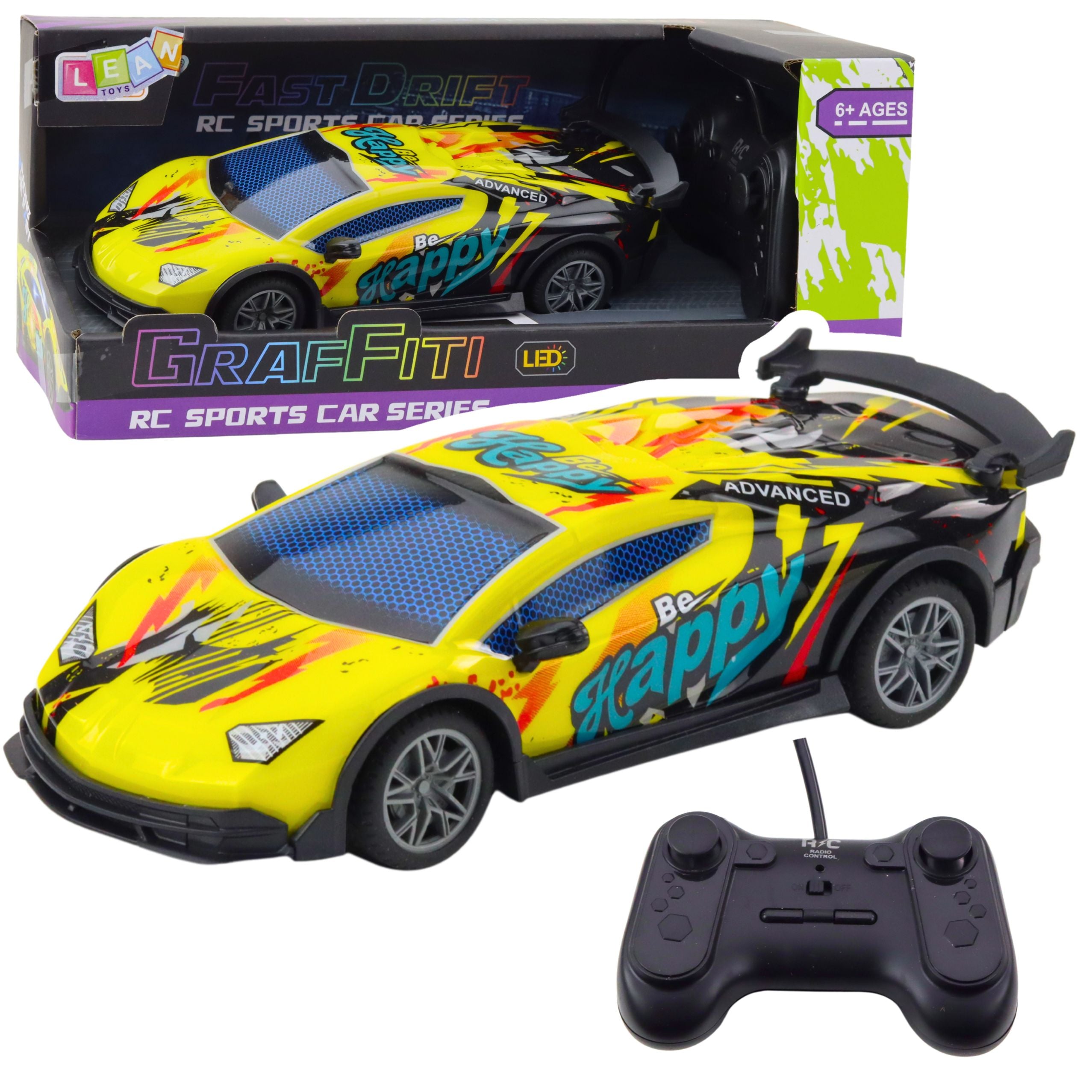 Rc Remote Control Sports Car Led Lights Yellow 1:22
