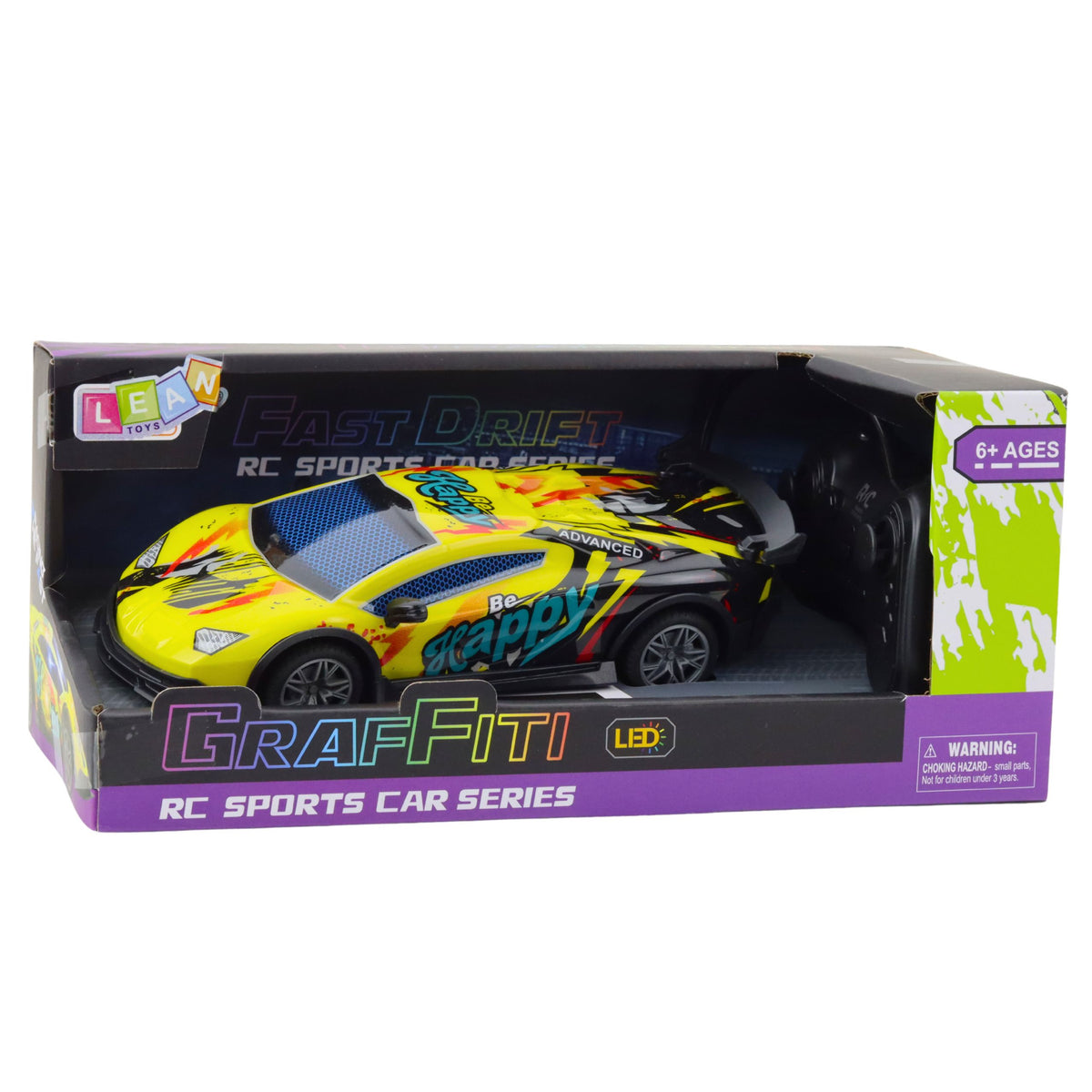 Rc Remote Control Sports Car Led Lights Yellow 1:22