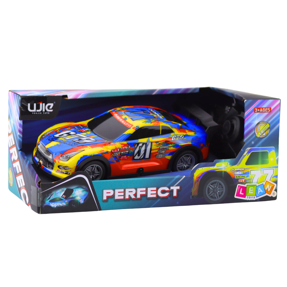 Rc Racing Car With A Glowing Body Blue And Yellow