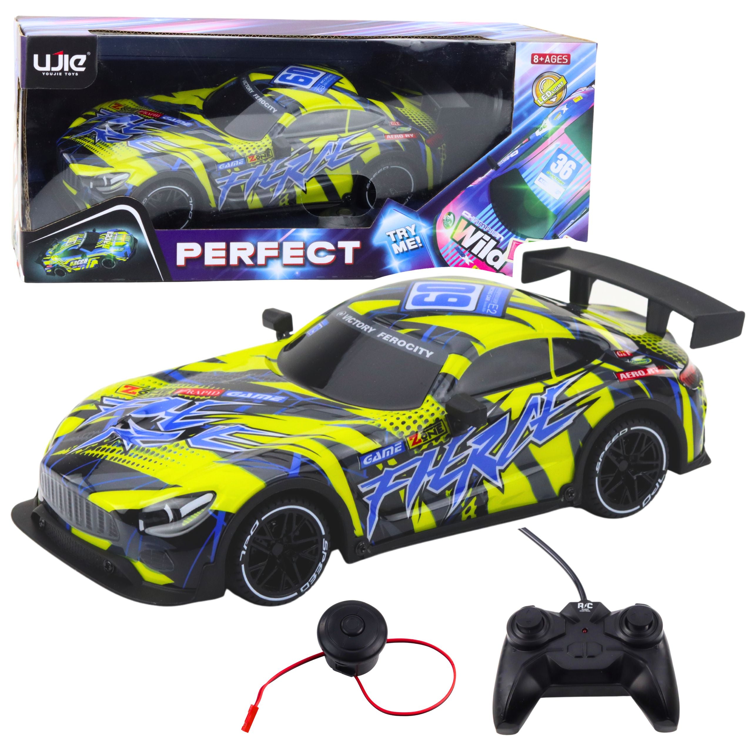 Rc Racing Car With Illuminated Body Yellow