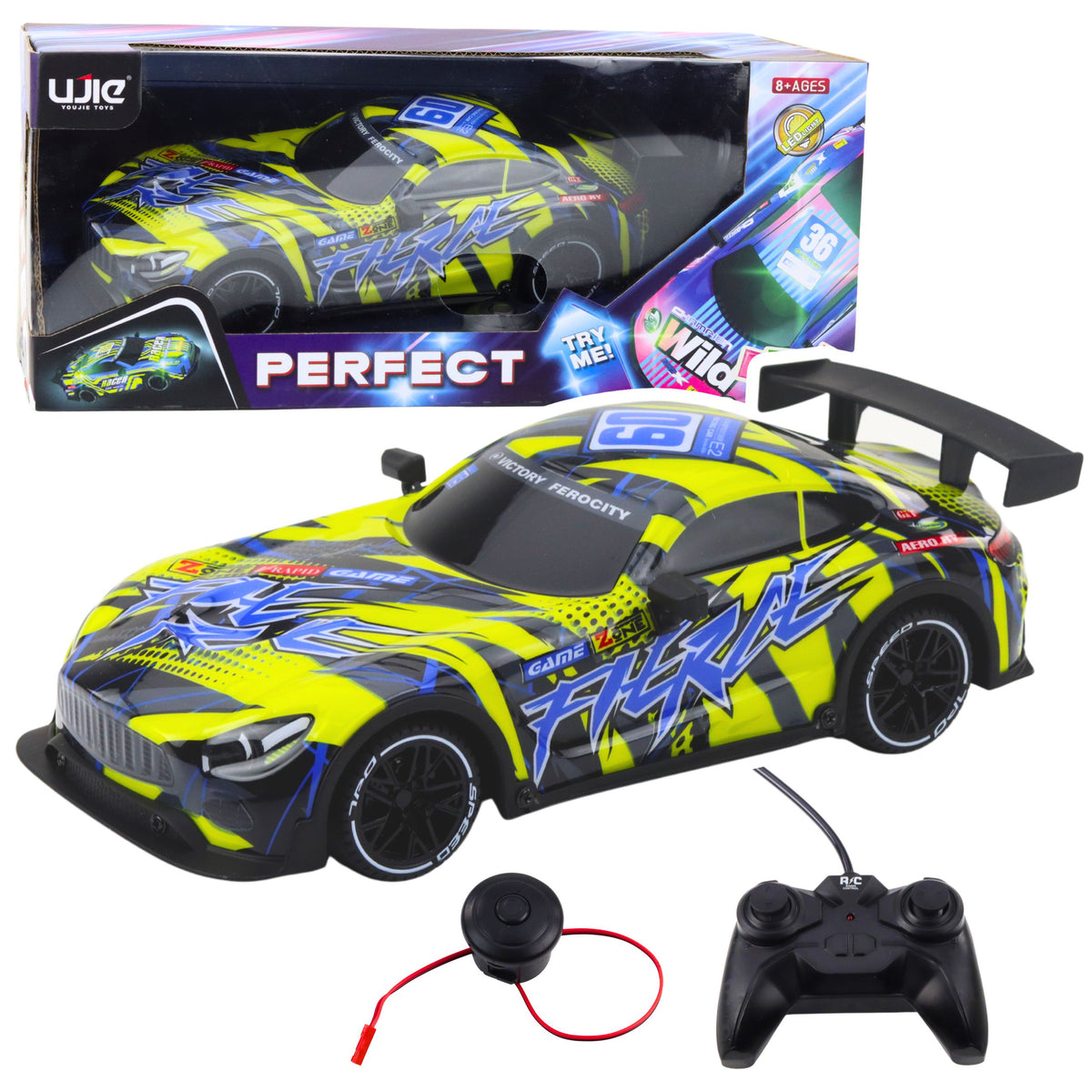 Rc Racing Car With Illuminated Body Yellow