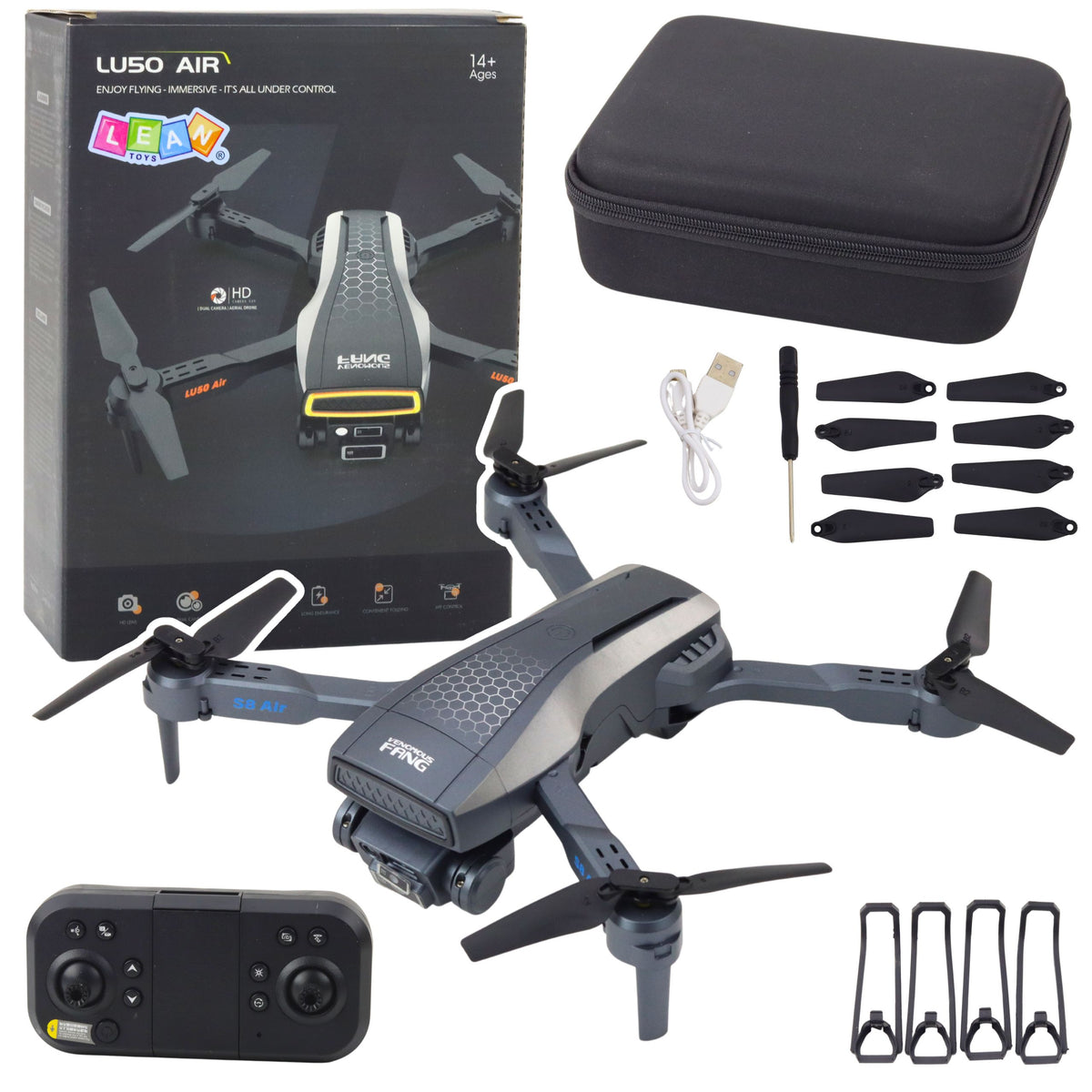 Drone Lu50 Air Dual Camera Hd Mv Video Led Lights App