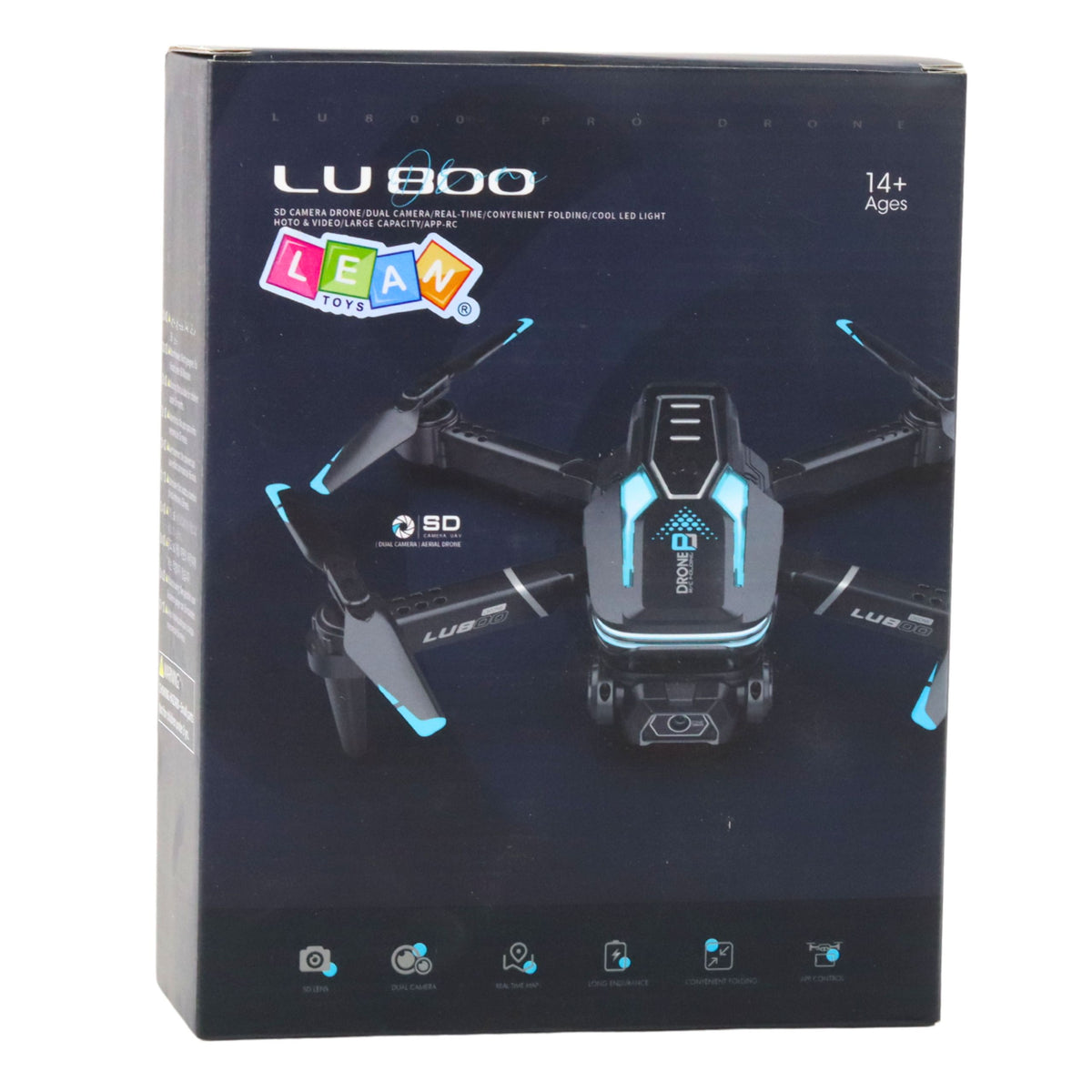 Remote Controlled Drone Lu800 Camera Led Lights Orange