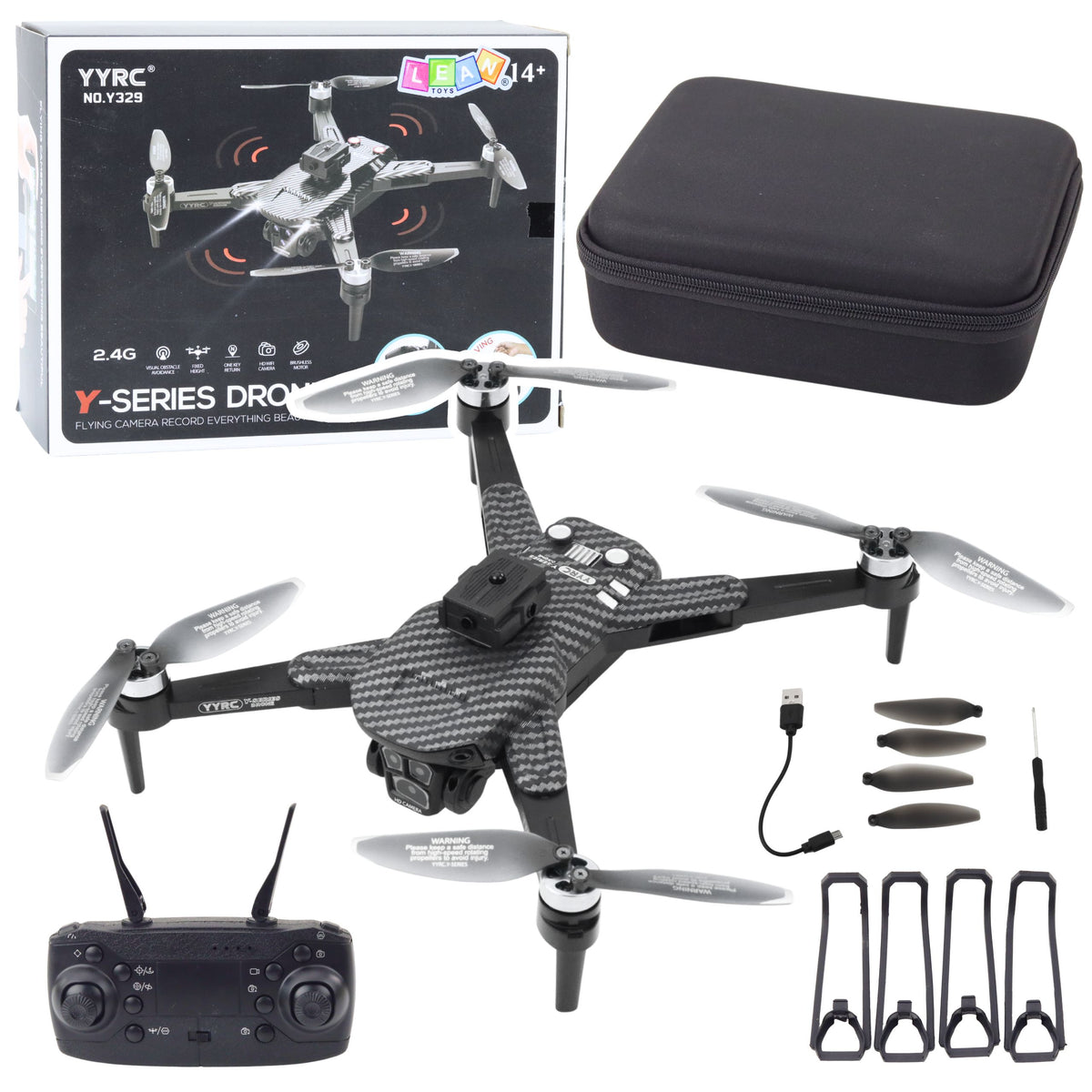 Drone Y329 Hd Kamera Wifi Led Lights App Black Carbon