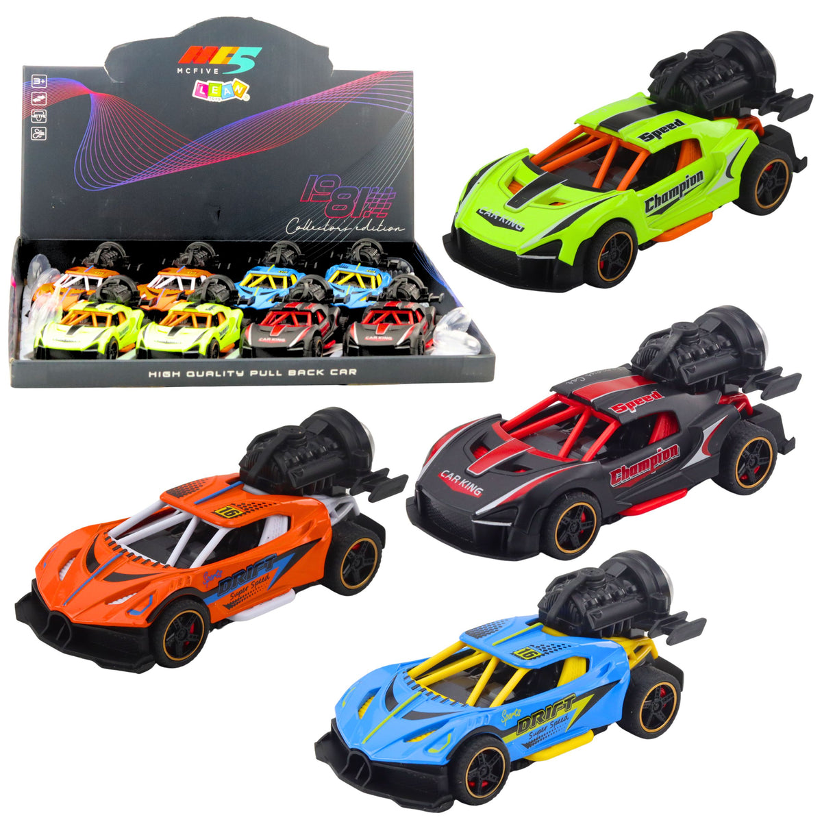 Voiture de sport avec lumières, sons, mélange d'effets de fumée