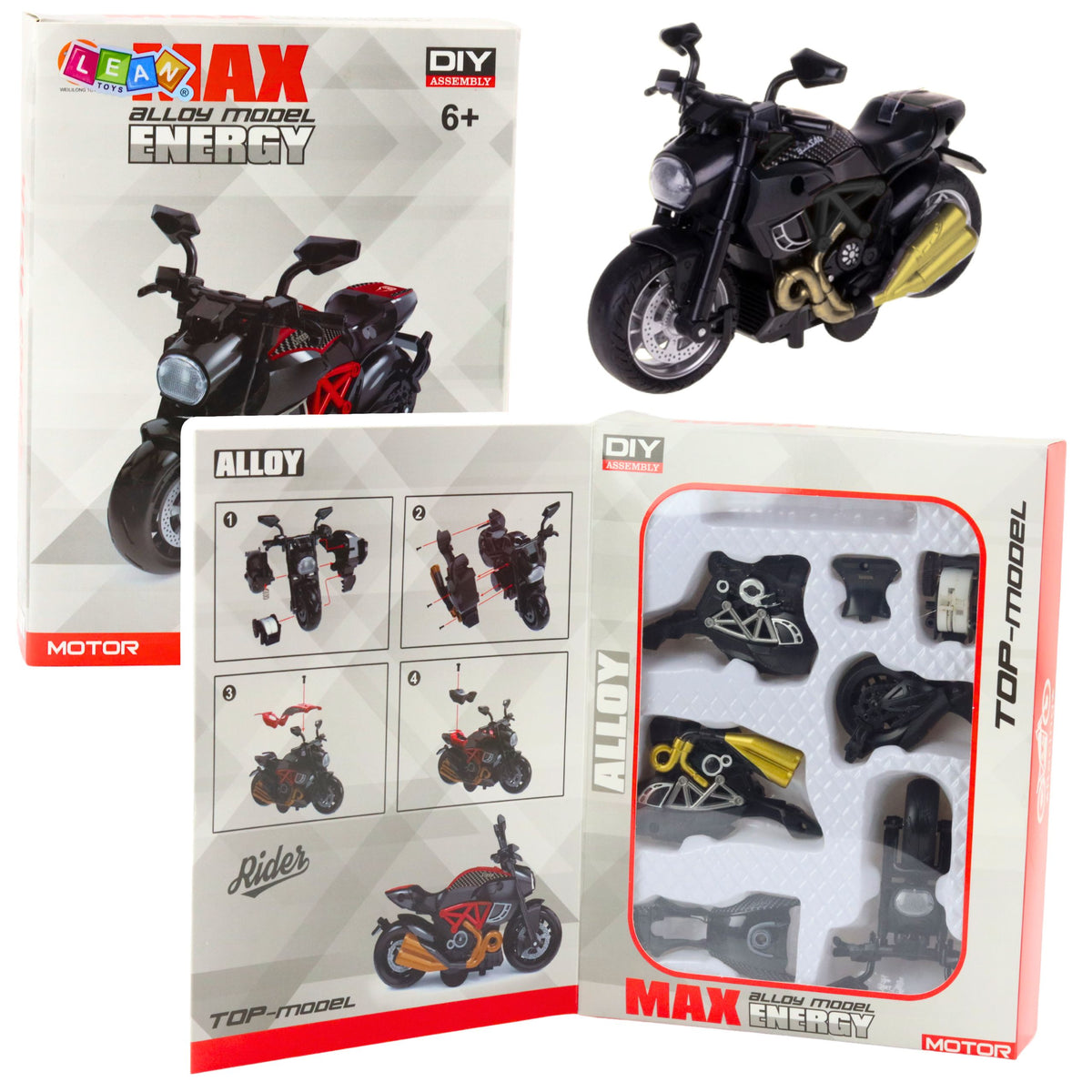 Motorcycle To Assemble Screw Metal 1:14 Diy Black Gold Elements