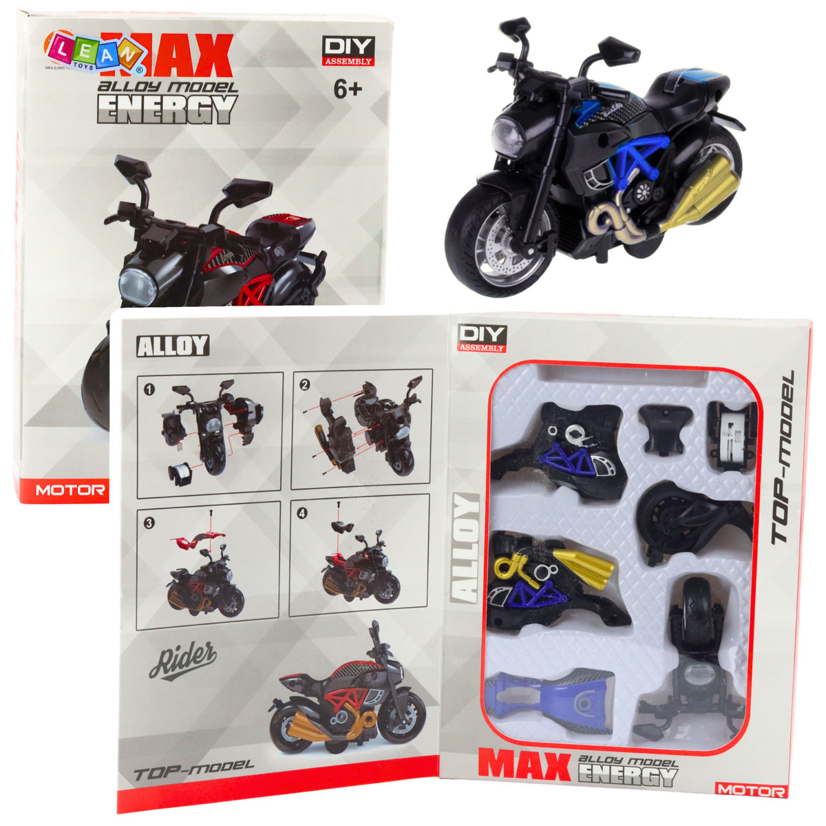Motorcycle To Assemble Twisting Metal 1:14 Diy Blue