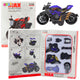 Motorcycle Toy For Assembling Screws Metal 1:14 Diy Black And Blue