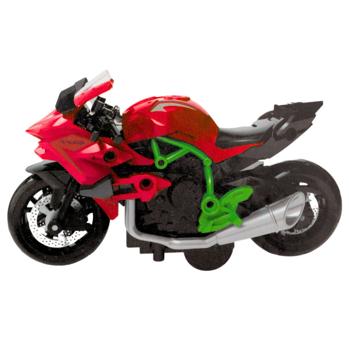 Motorcycle To Assemble Screw Metal 1:14 Diy Green-red