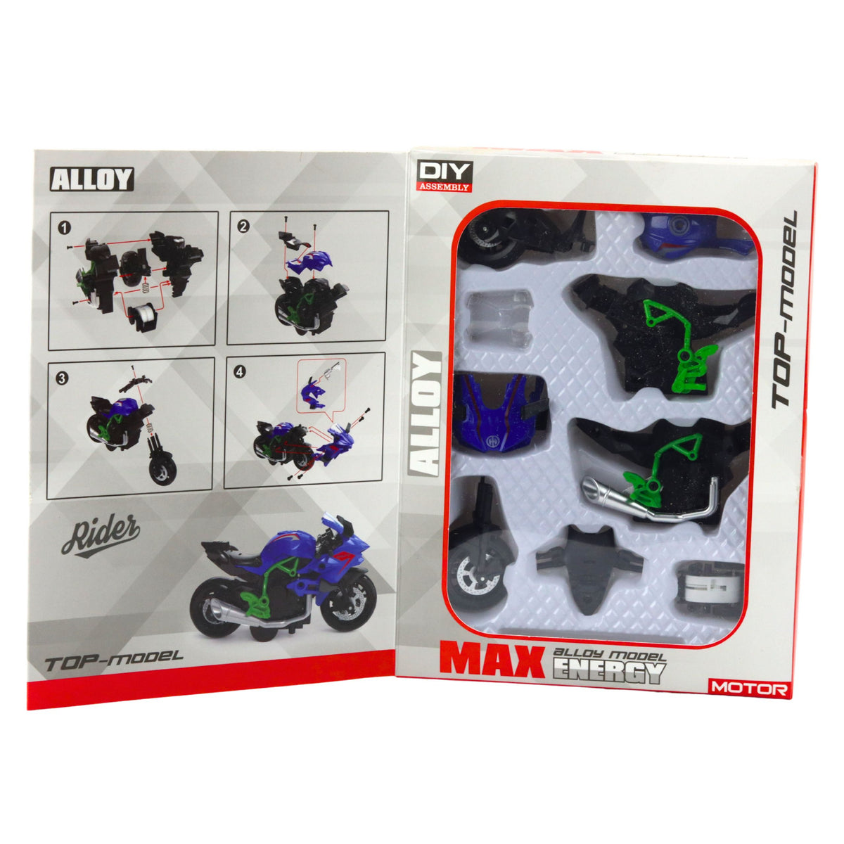Motorcycle To Assemble Screw Metal 1:14 Diy Green-blue
