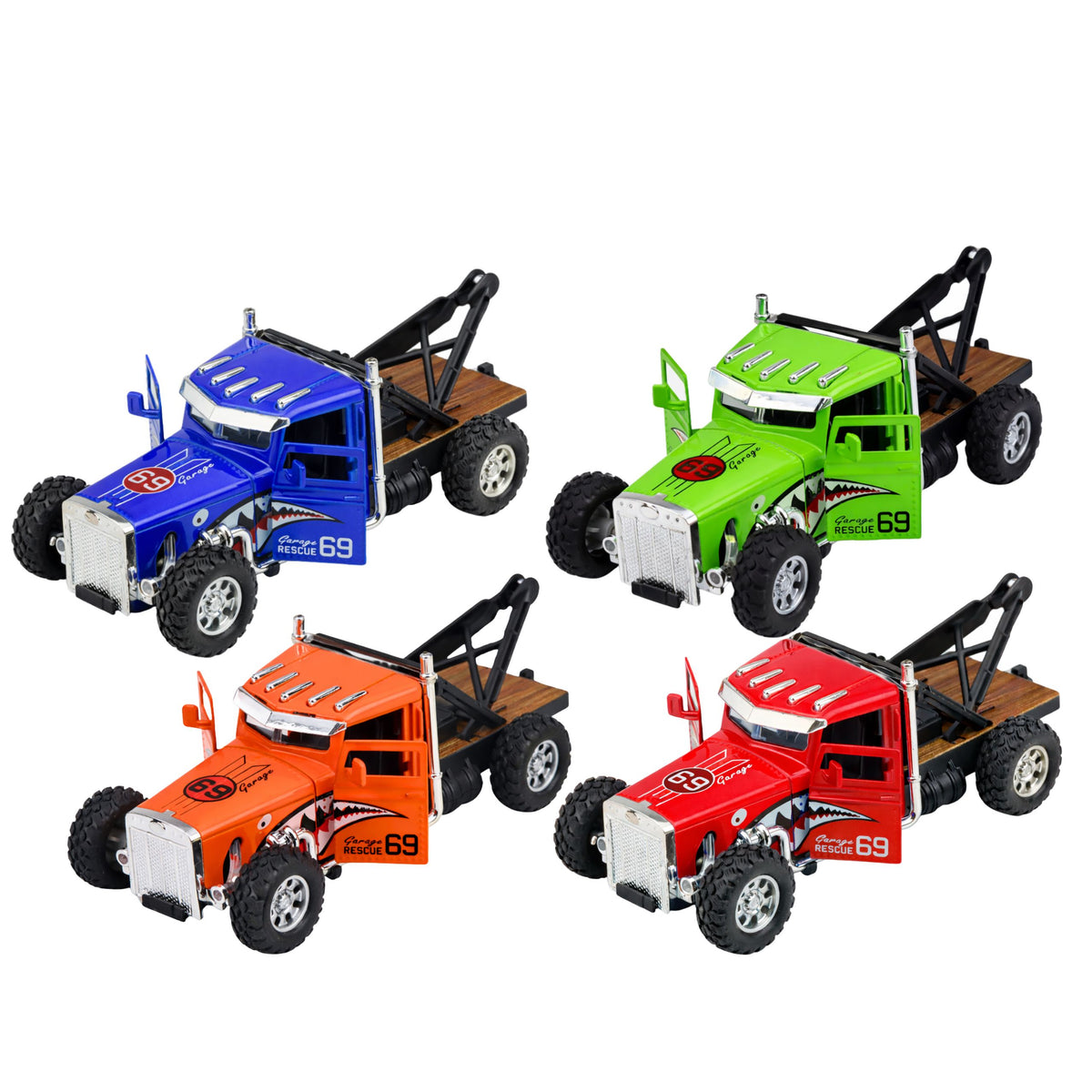 Classic Tow Truck With Pull-back Drive Metal Opening Doors 1:32 Mix