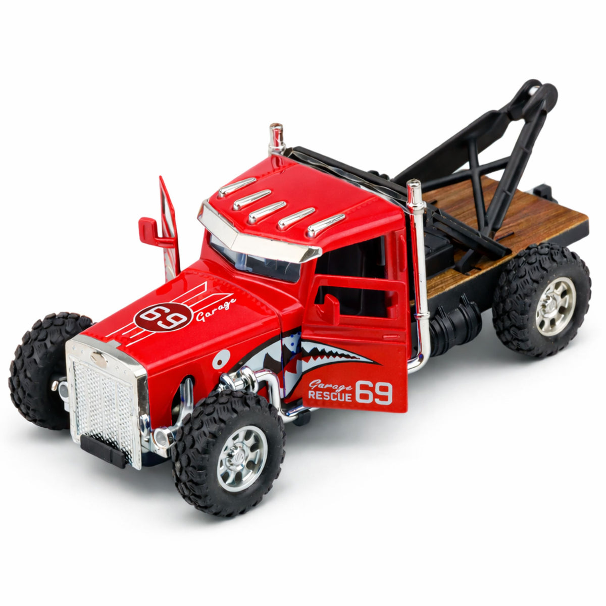 Classic Tow Truck With Pull-back Drive Metal Opening Doors 1:32 Mix