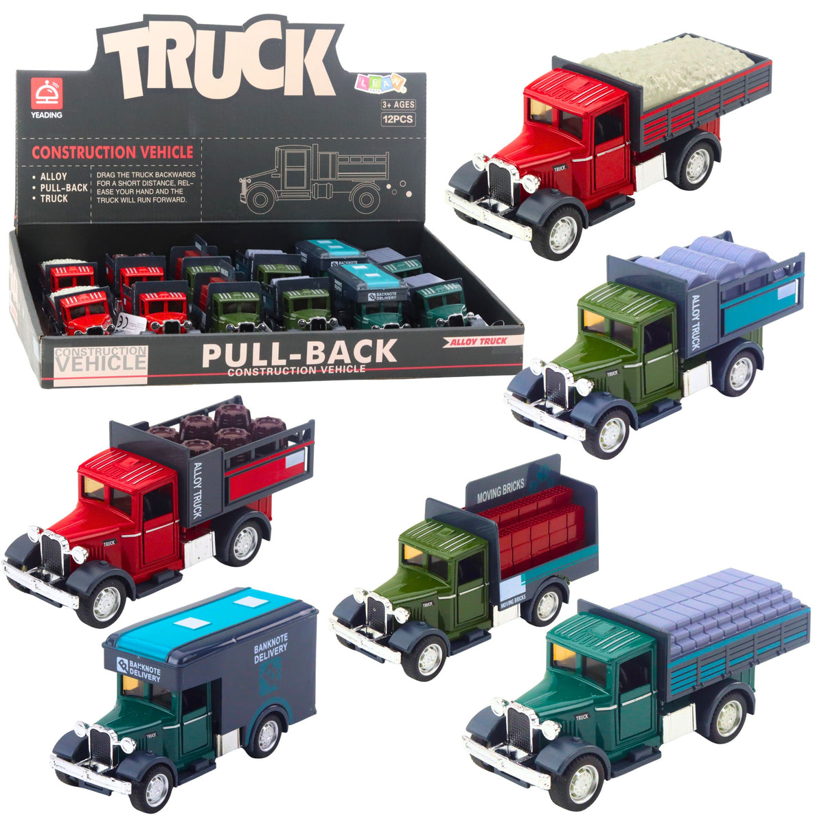 Classic Metal Truck Pull Back Lights Sounds