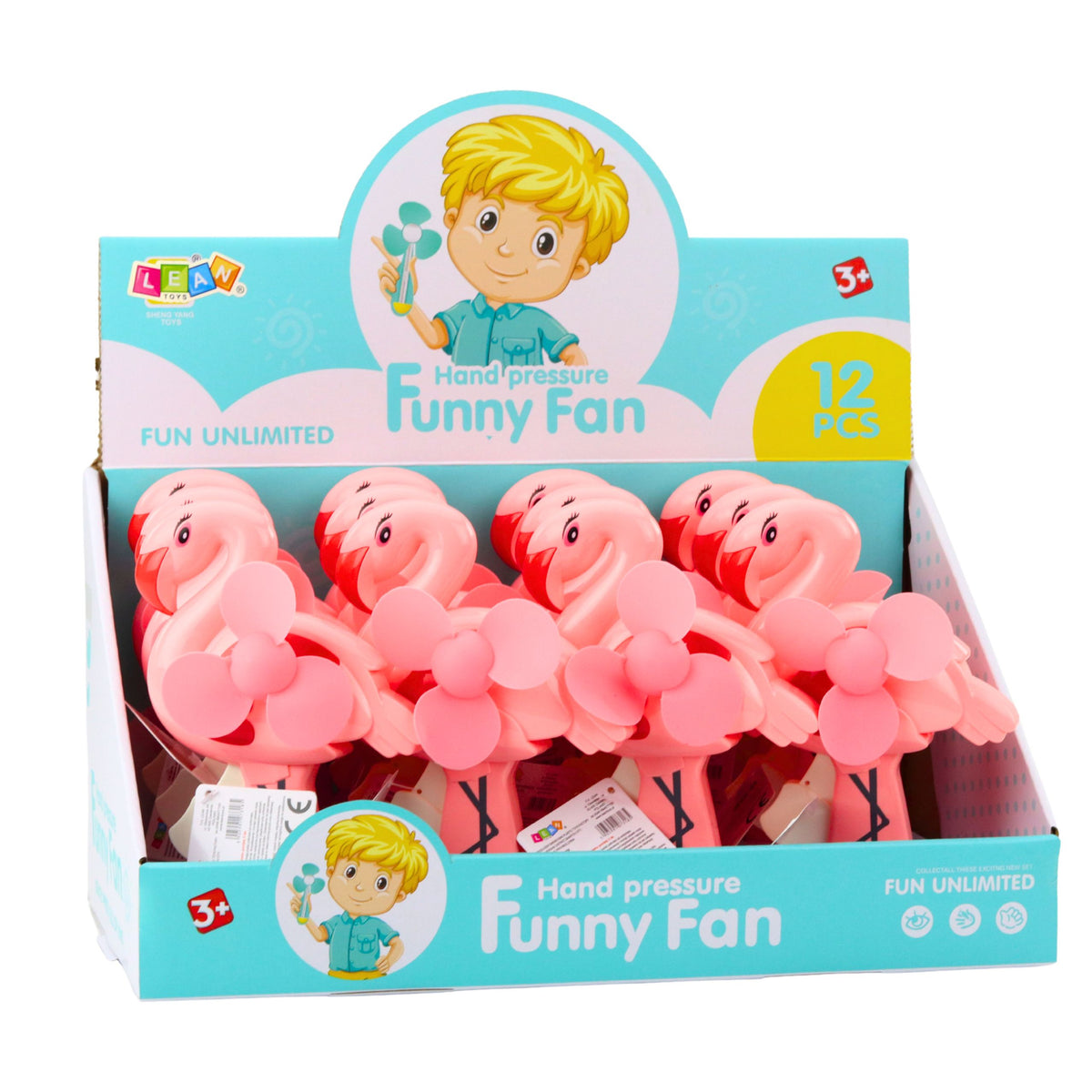Pinwheel Hand Fan Mechanical For Kids Flamingo Pink