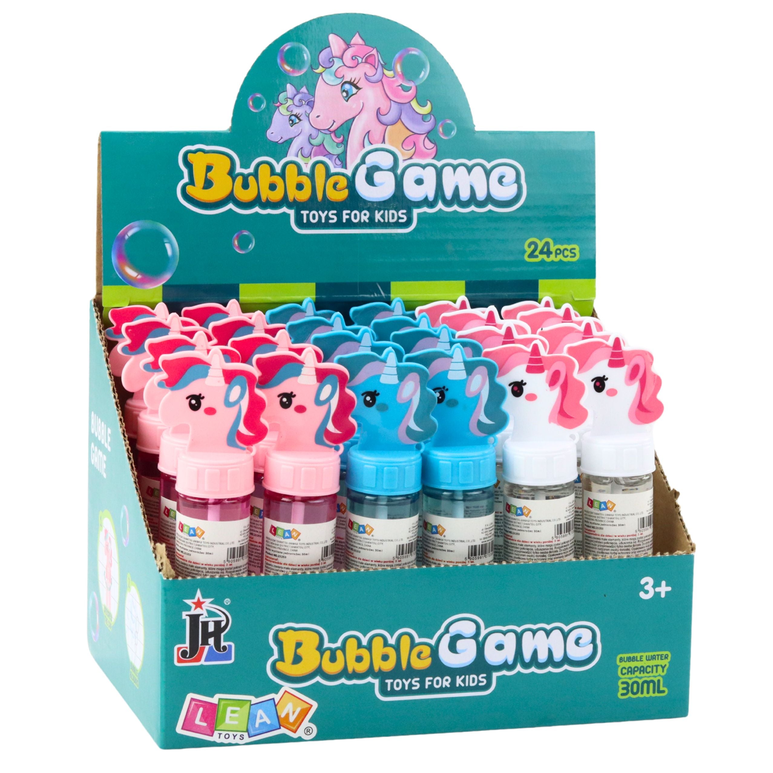 Unicorn Soap Bubbles 3 Holes Mix Colors 30ml