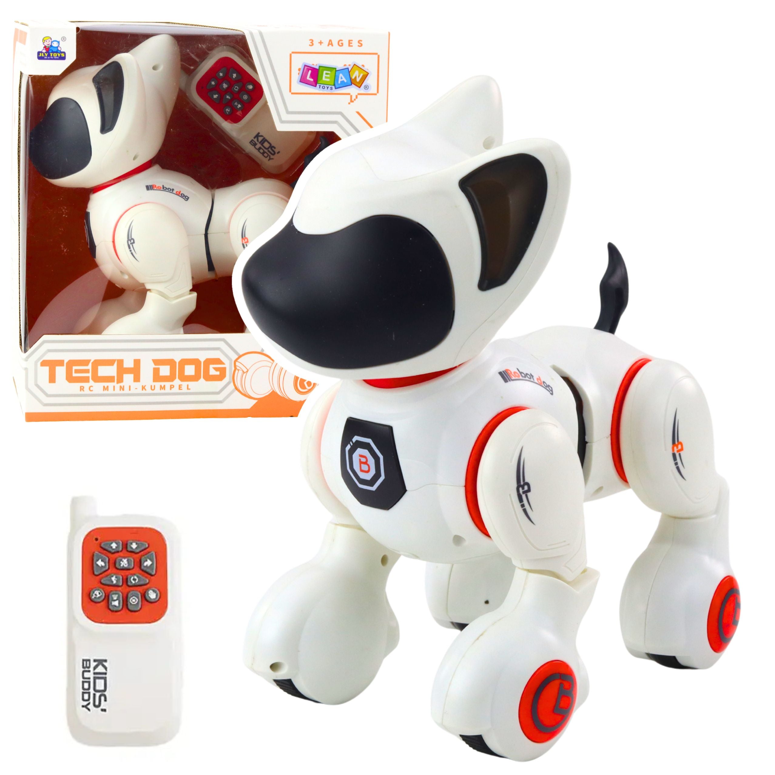 Cane robot interattivo telecomando luce suono bianco arancione