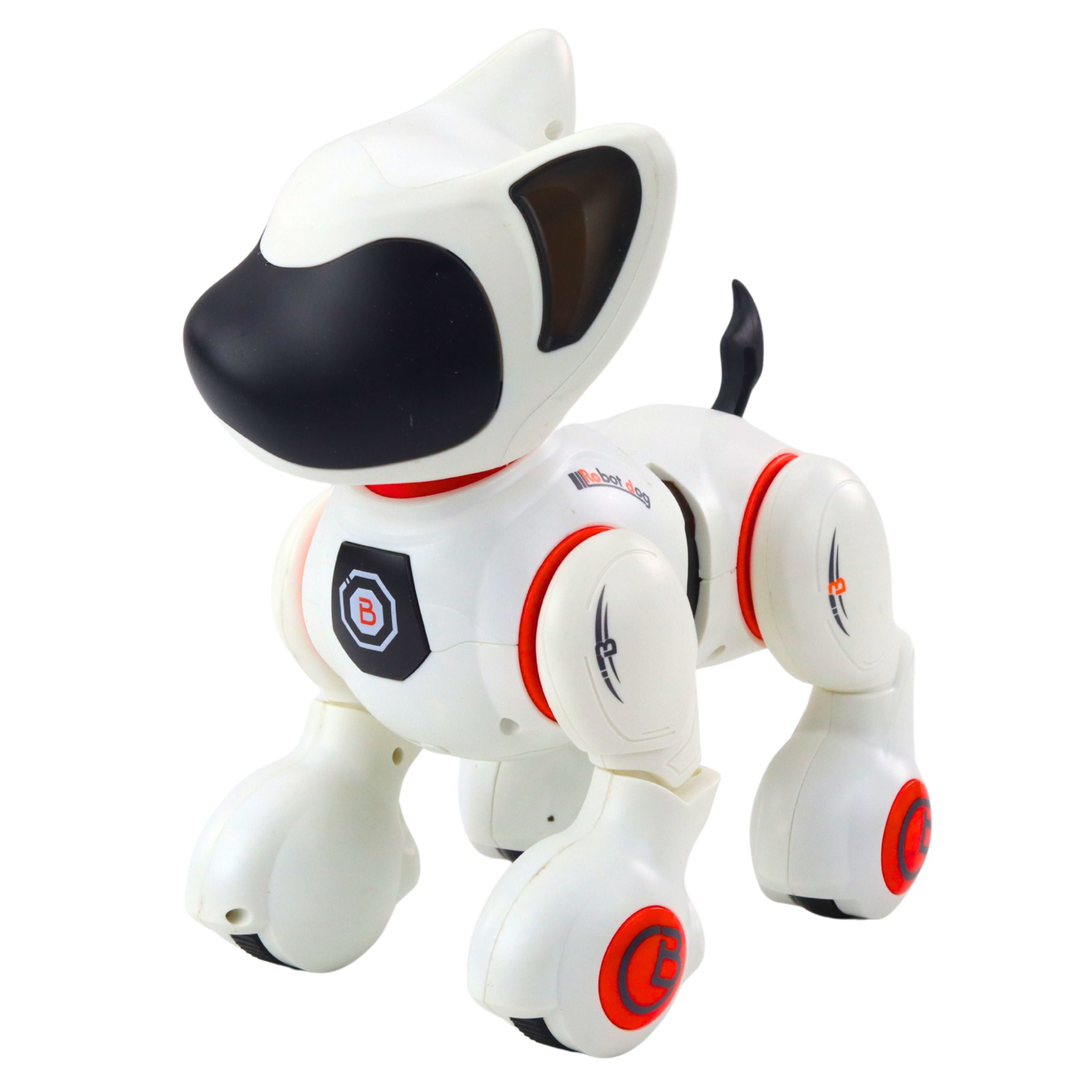 Cane robot interattivo telecomando luce suono bianco arancione