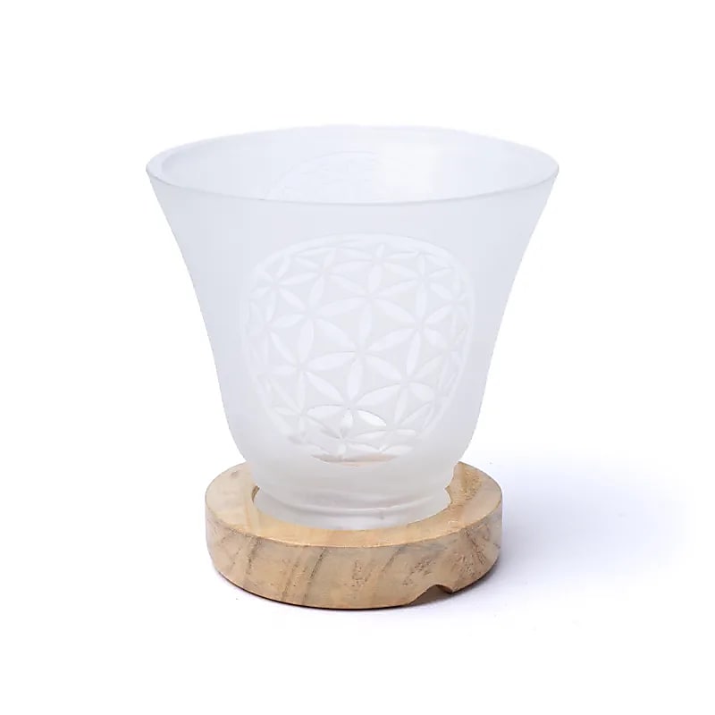 Lampa z kamieniami szlachetnymi Kwiat życia z kablem i diodą LED - 12x12cm