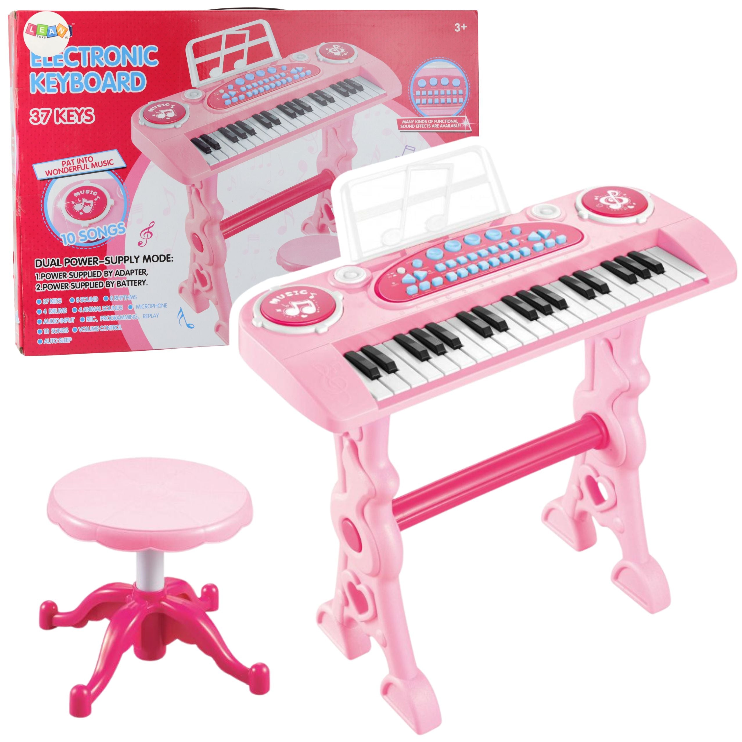Electronic Piano For Children With Microphone 37 Keys Pink