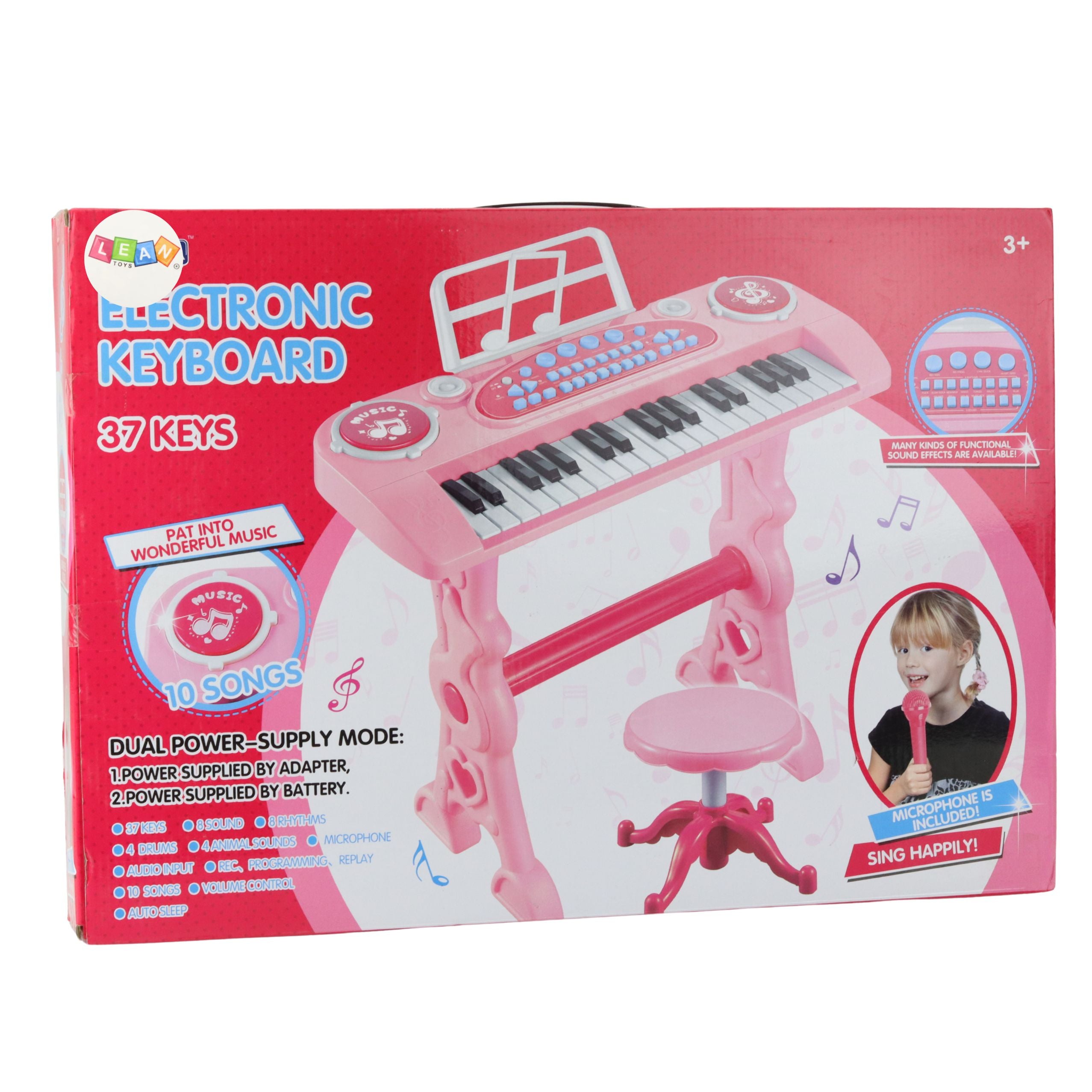 Electronic Piano For Children With Microphone 37 Keys Pink