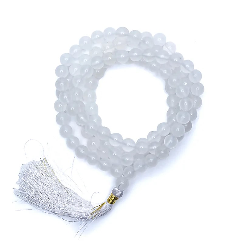 Mala fehér achát Aa minőségű 108 gyöngy - 0,8 cm