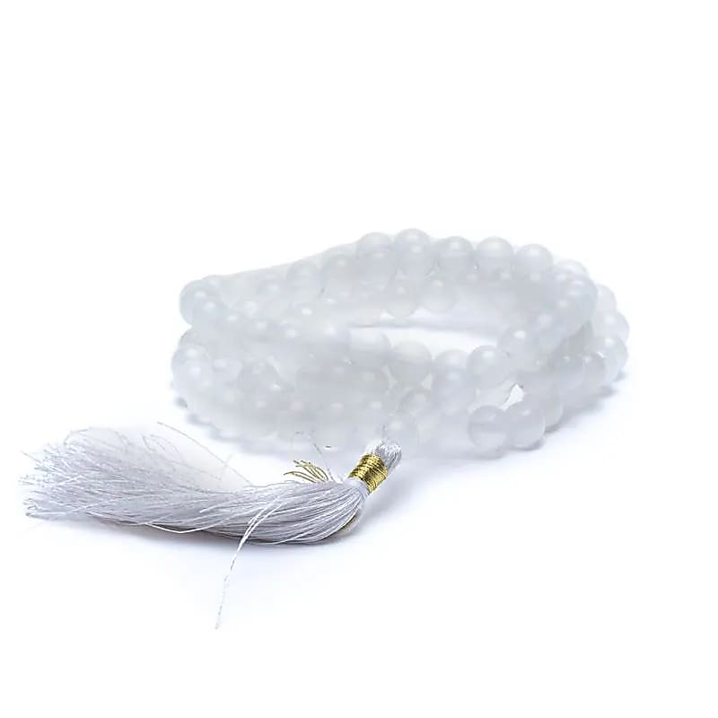Mala fehér achát Aa minőségű 108 gyöngy - 0,8 cm