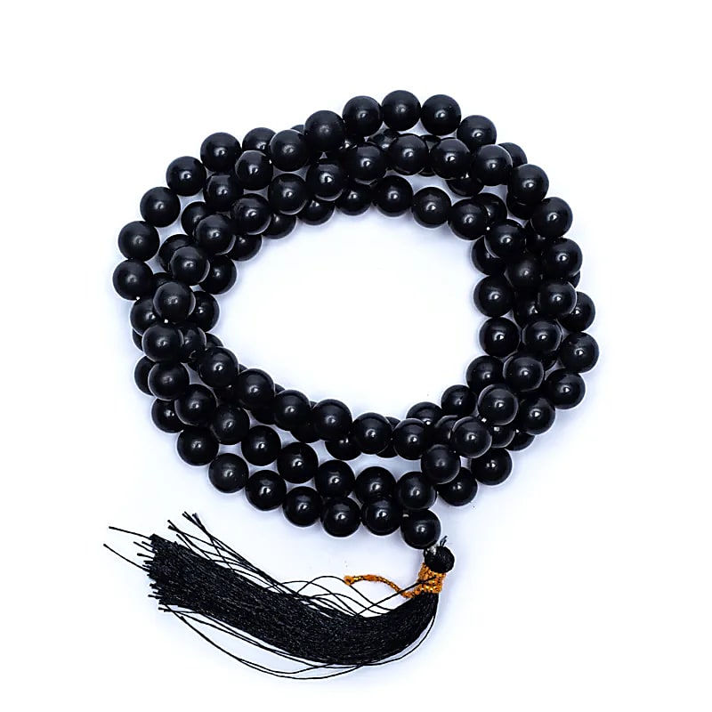 Mala Black Agate 108 Beads - 0.8 Cm