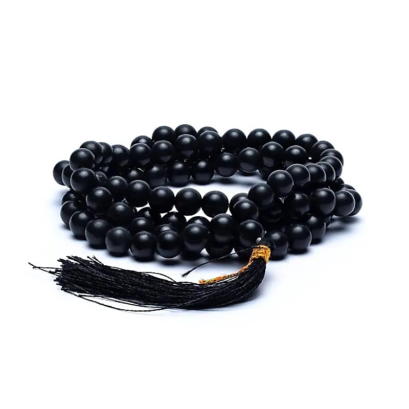 Mala Black Agate 108 Beads - 0.8 Cm