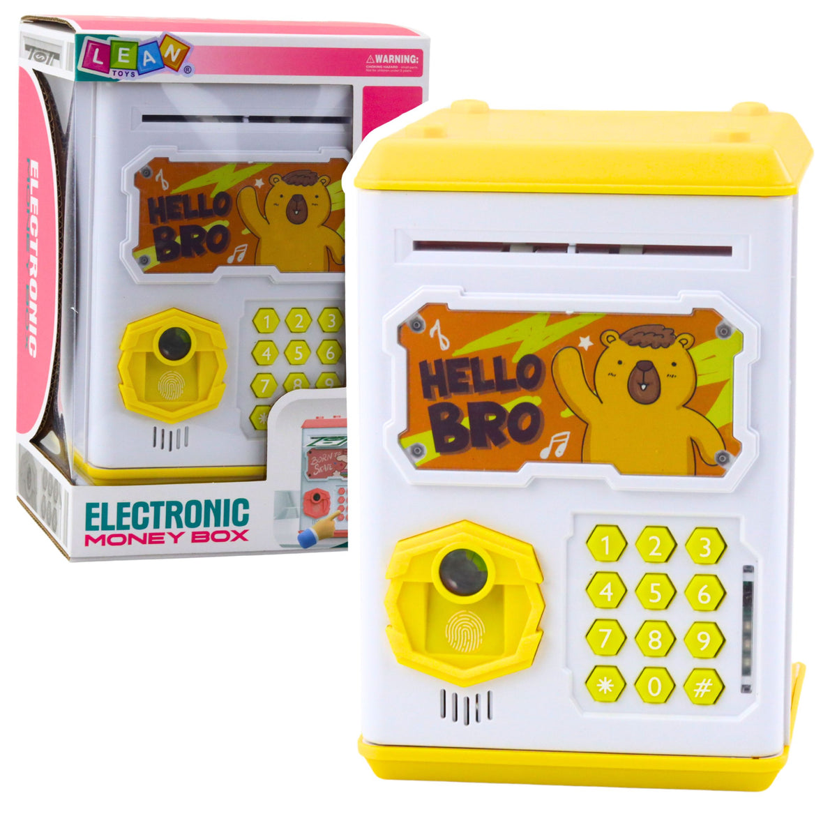 Electronic Safe Atm Piggy Bank With Pin For Children Capybara Yellow