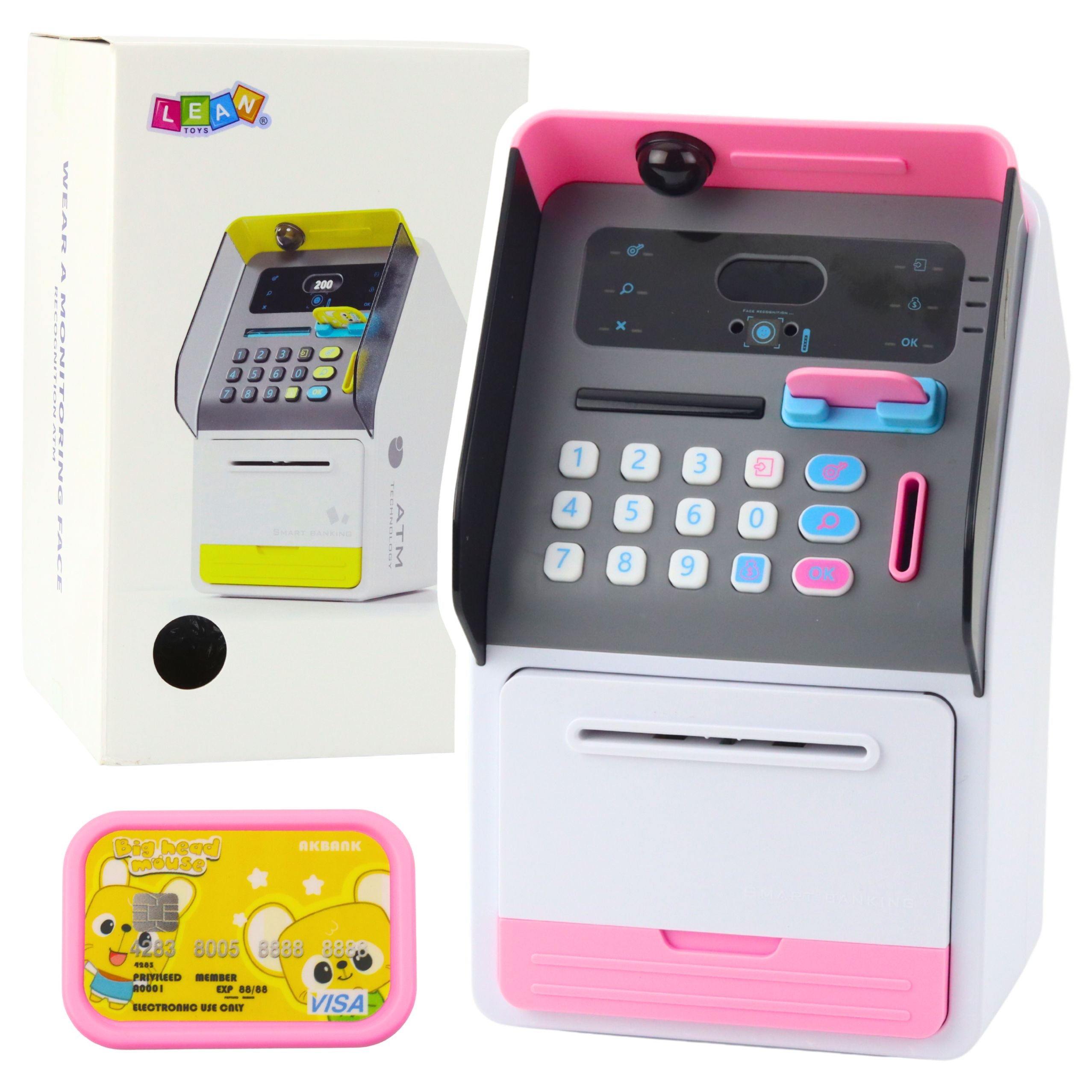 Atm Safe Piggy Bank Pin Code Atm Card Pink