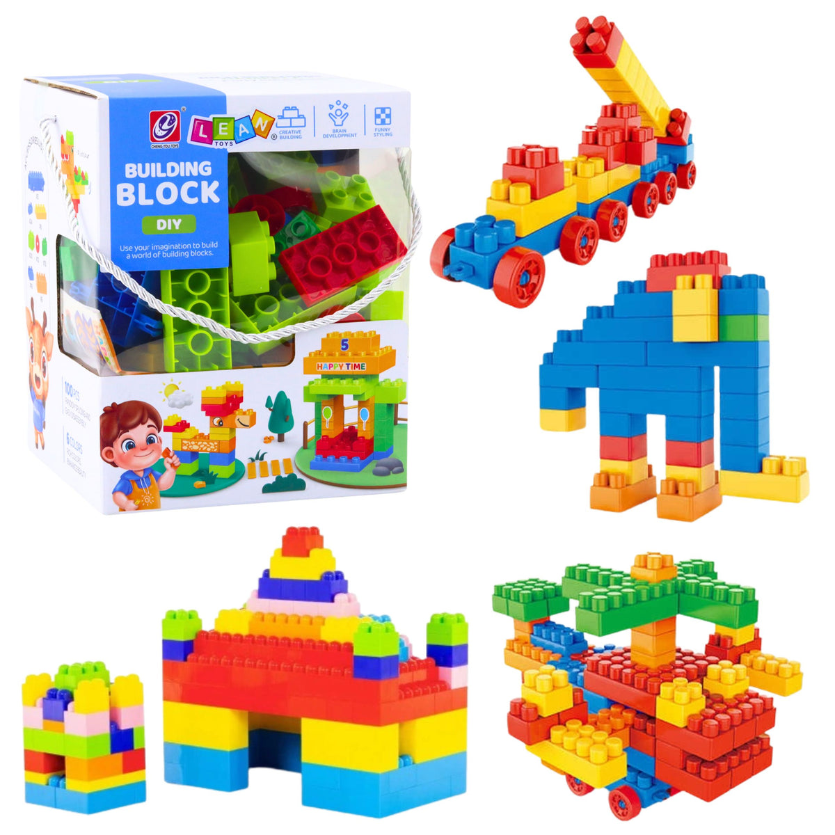 Set Of 3d Colorful Construction Blocks 100 Pcs.