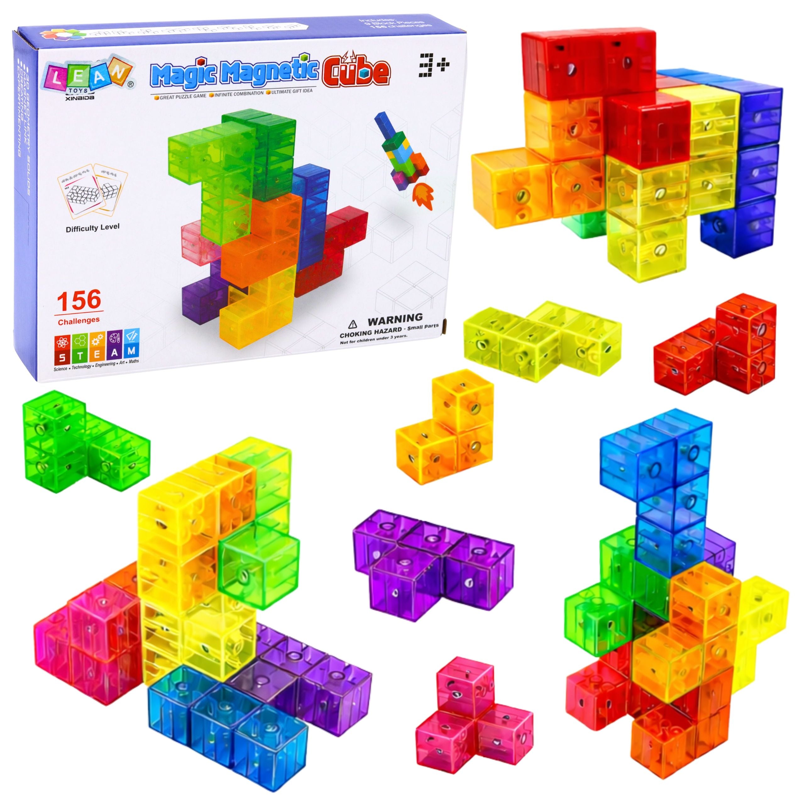 Magnetické bloky Puzzle Magická kocka 156 kariet 9 ks.