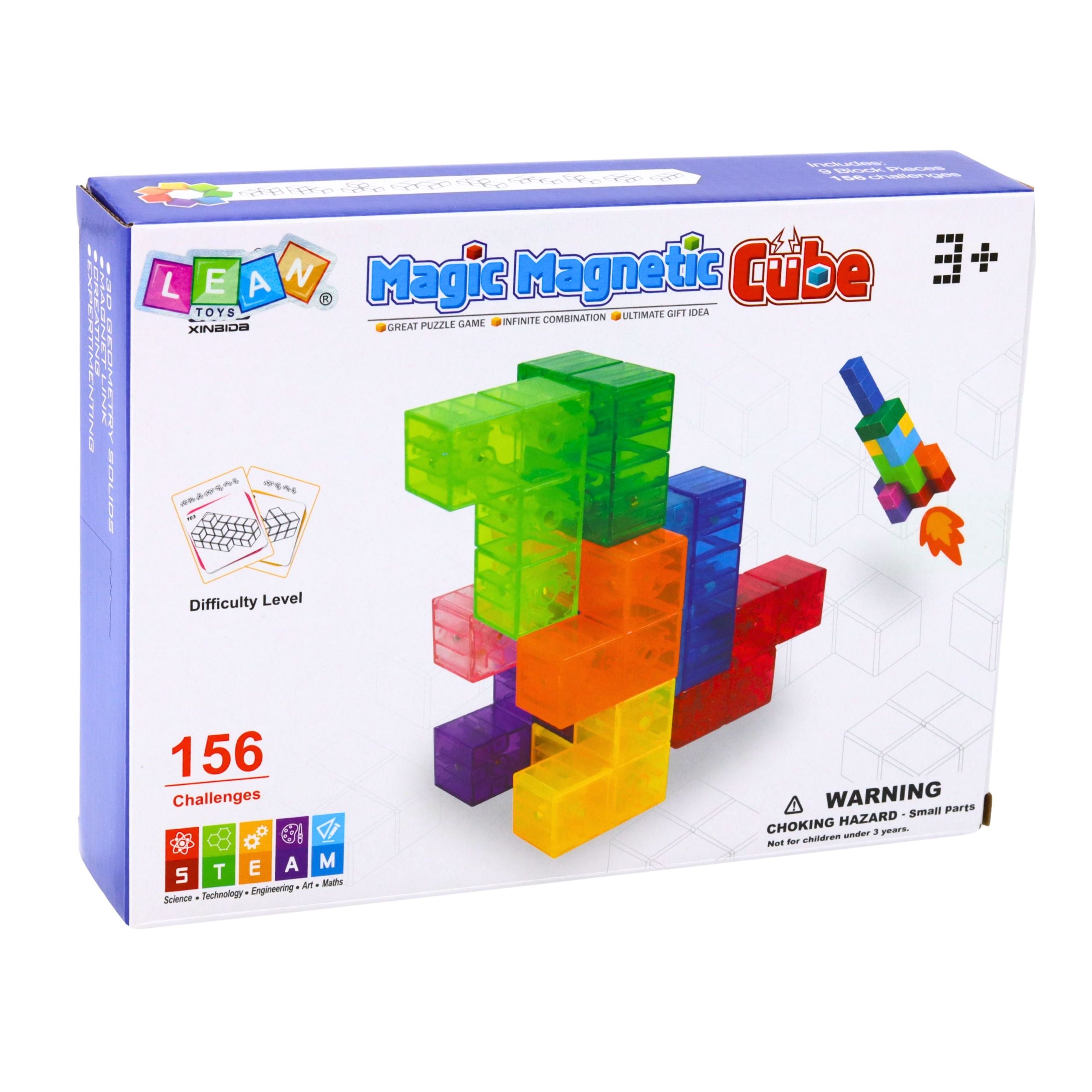 Magnetické bloky Puzzle Magická kocka 156 kariet 9 ks.