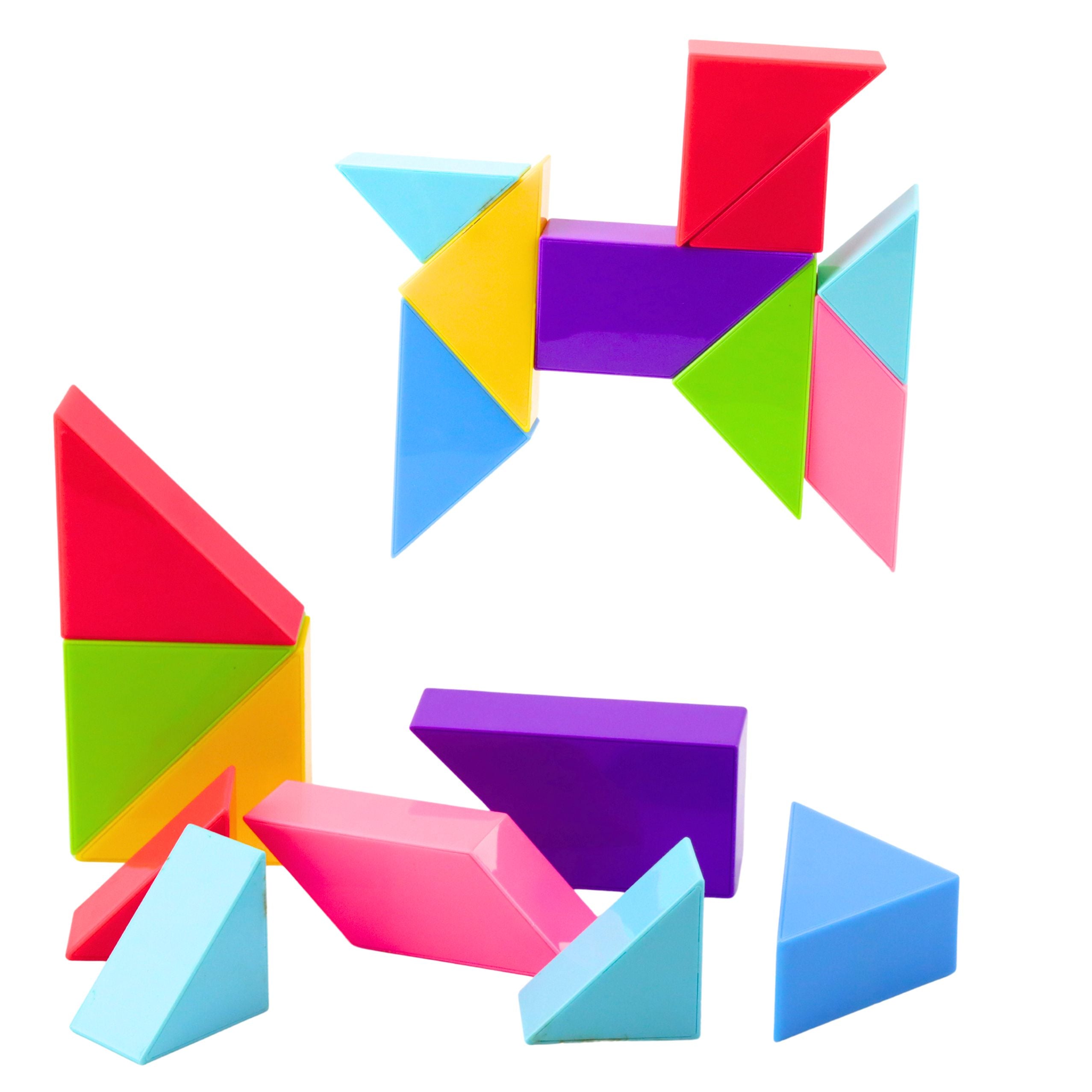 Magnetic Tangram Blocks Colorful Puzzle Stickers 9 Pcs.