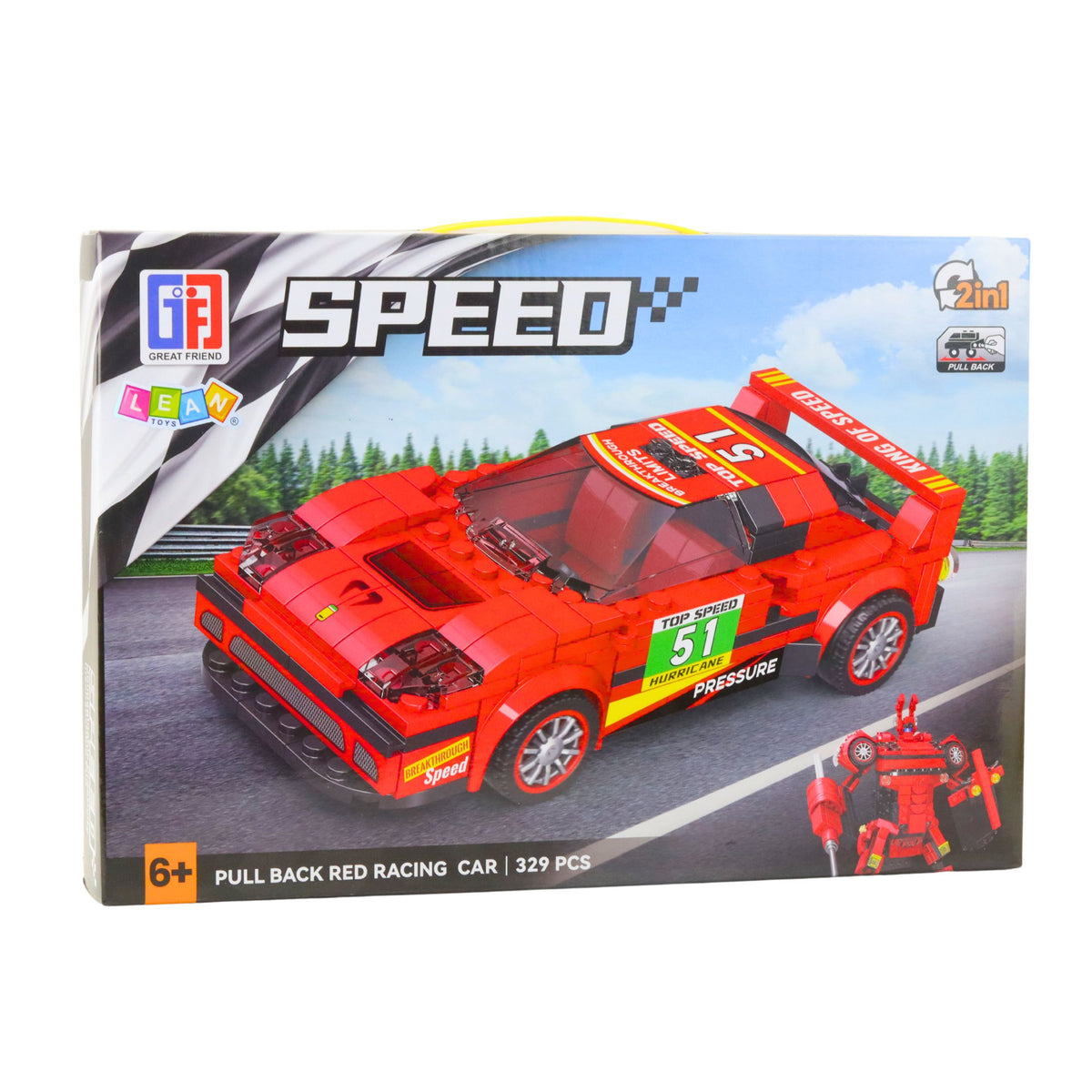 Construction Blocks Car Robot 2in1 Red Drive 329 Pcs.