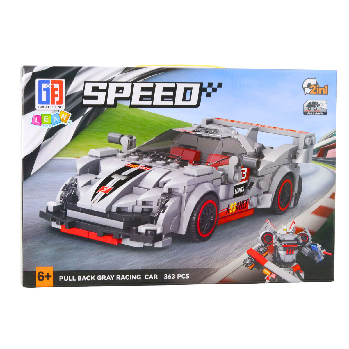 Construction Blocks Sports Car Robot 2in1 Gray 363 Pcs.
