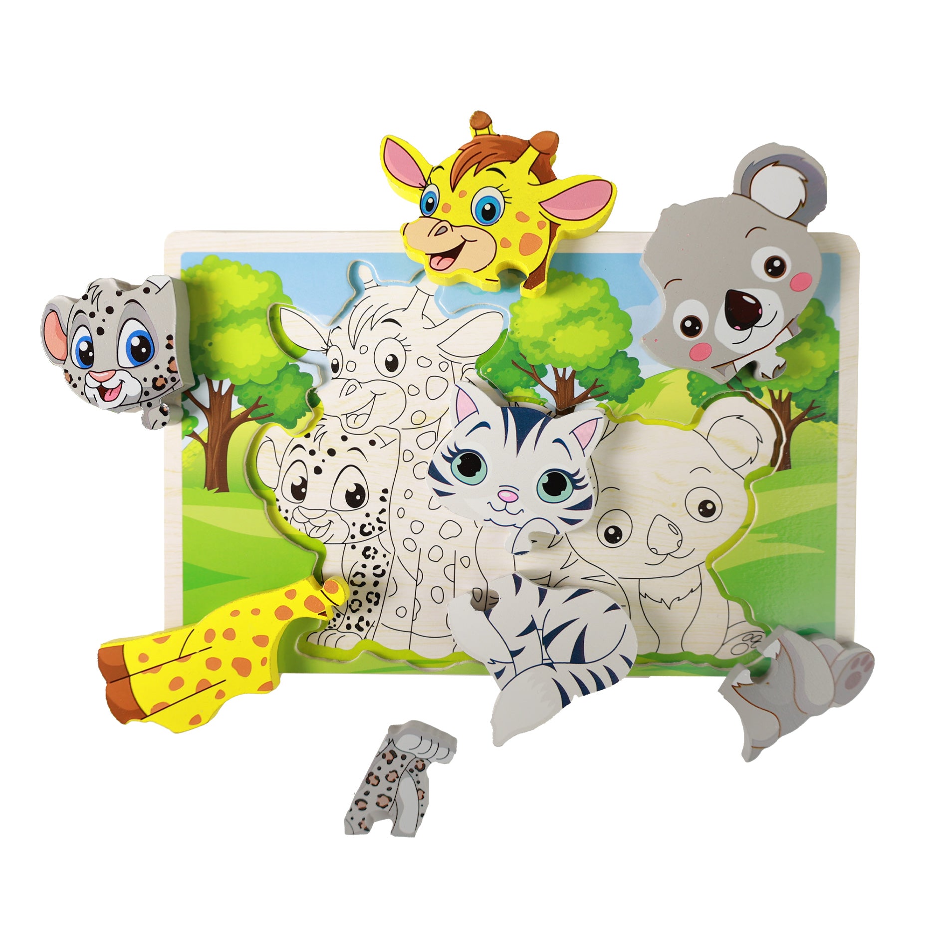 Drewniane puzzle ze zwierzętami