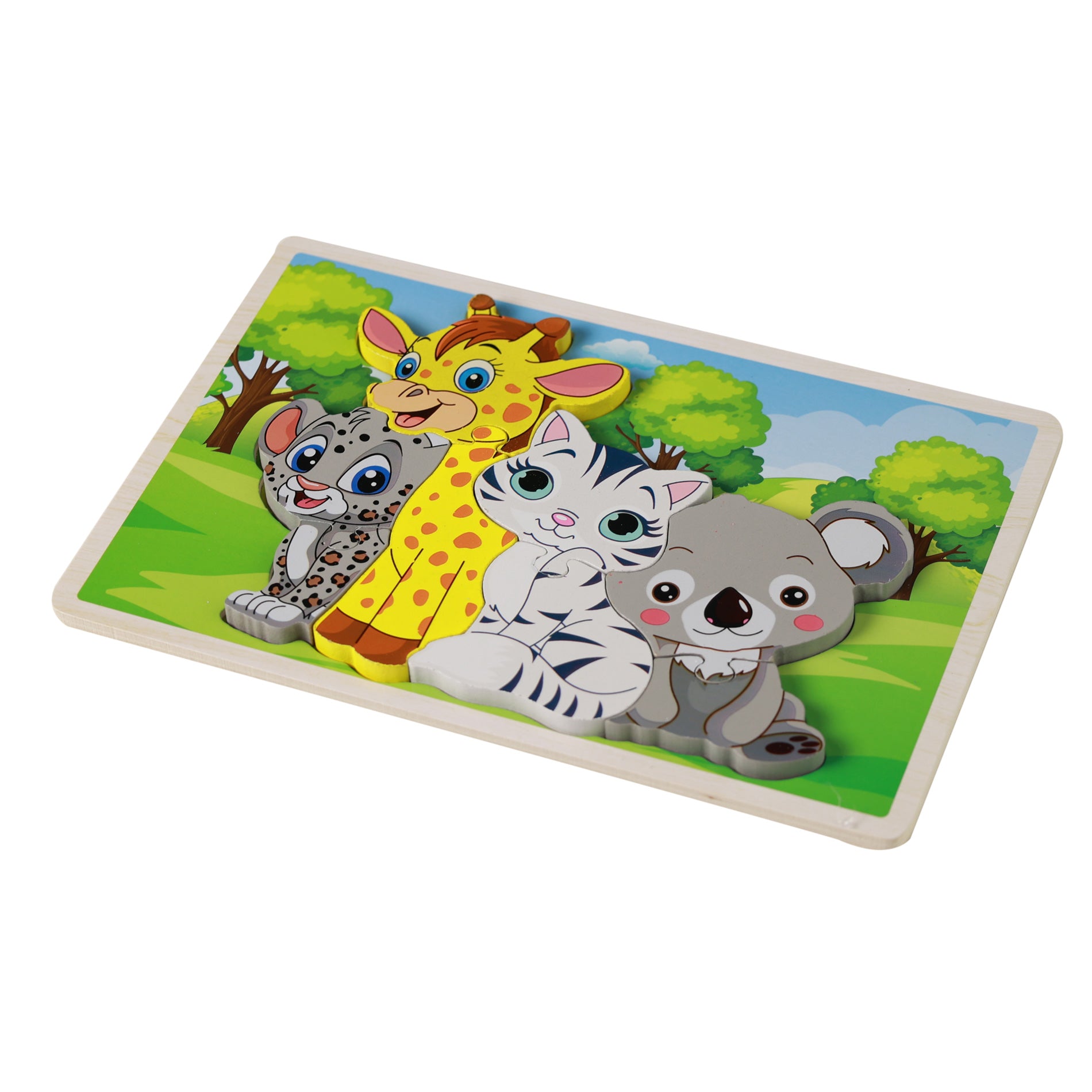Drewniane puzzle ze zwierzętami