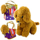 Poodle Dog In Velcro Bag Soft Toy Light Brown