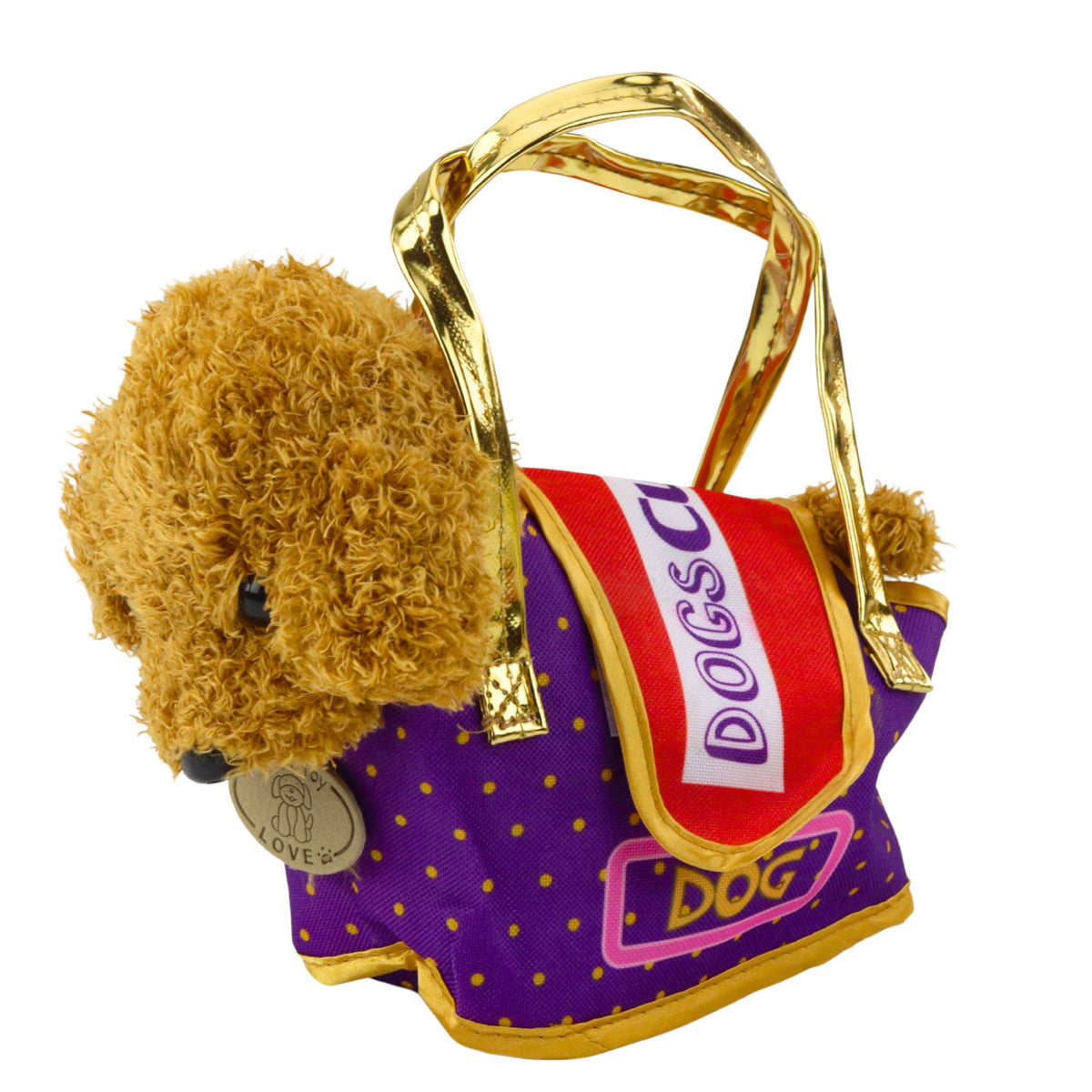 Perro Caniche En Bolsa De Velcro Peluche Marrón Claro
