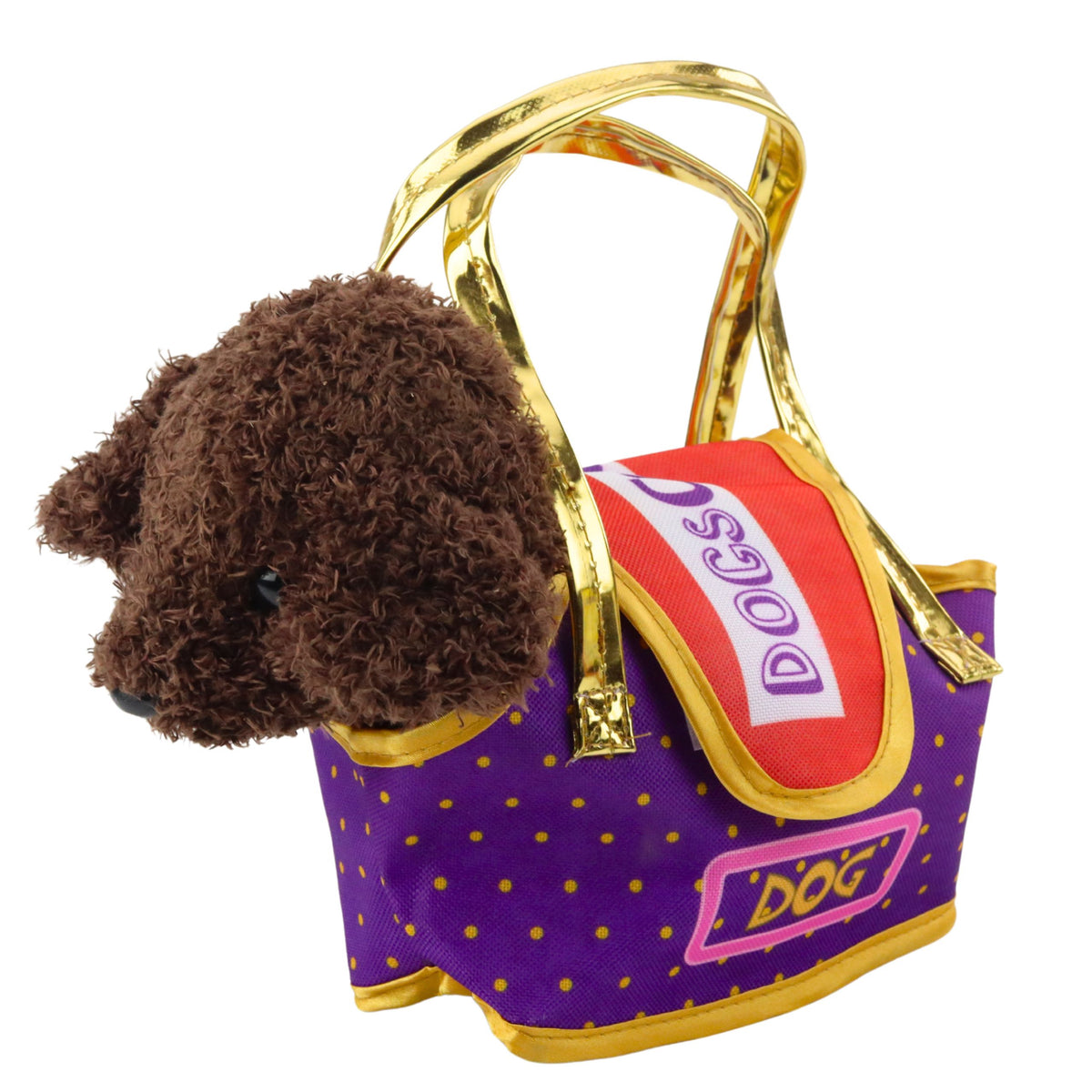 Madra Poodle I Mála Velcro Bréagán Cuddly Donn Dorcha