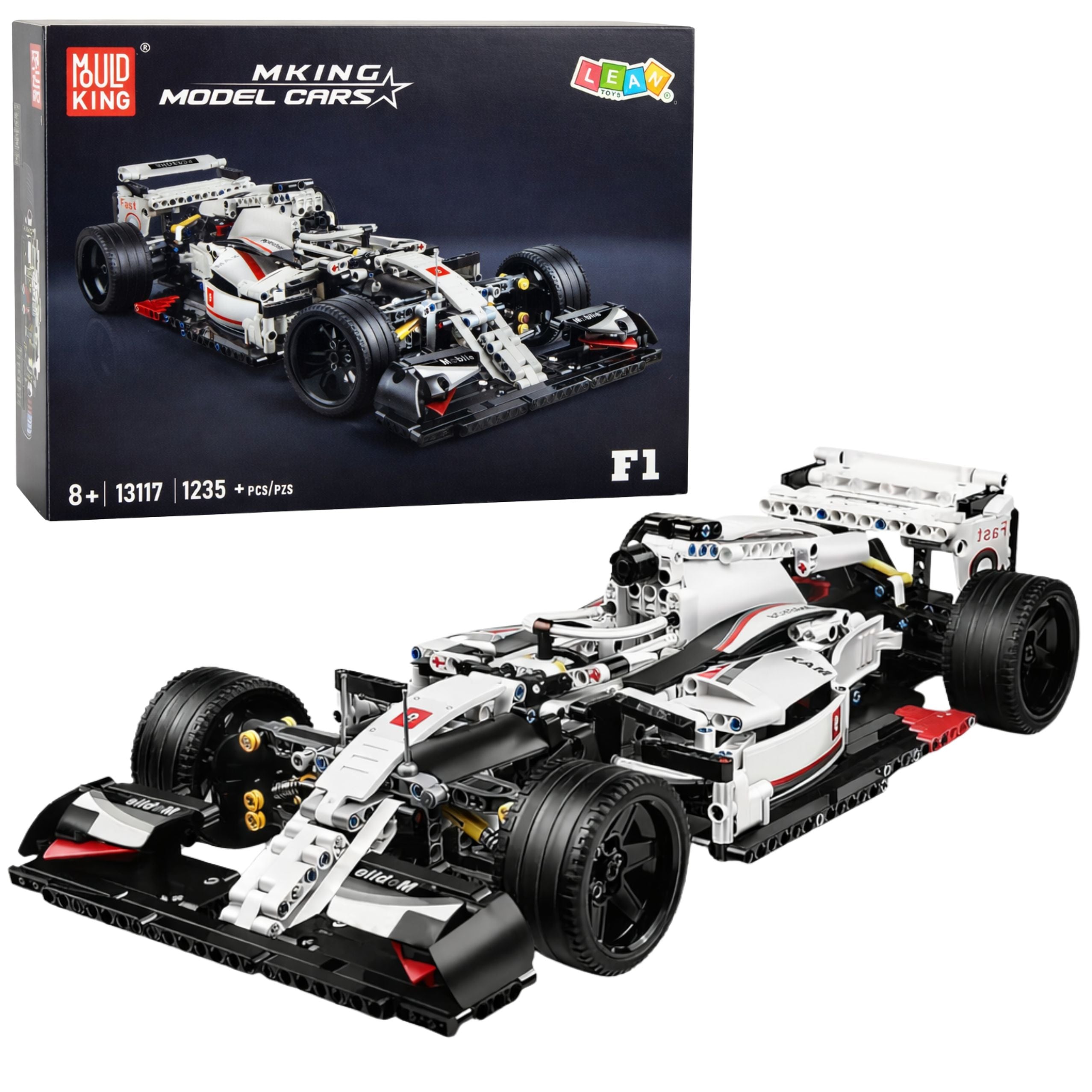 Construction Bricks F1 Race Car White And Red 1235 Pcs.