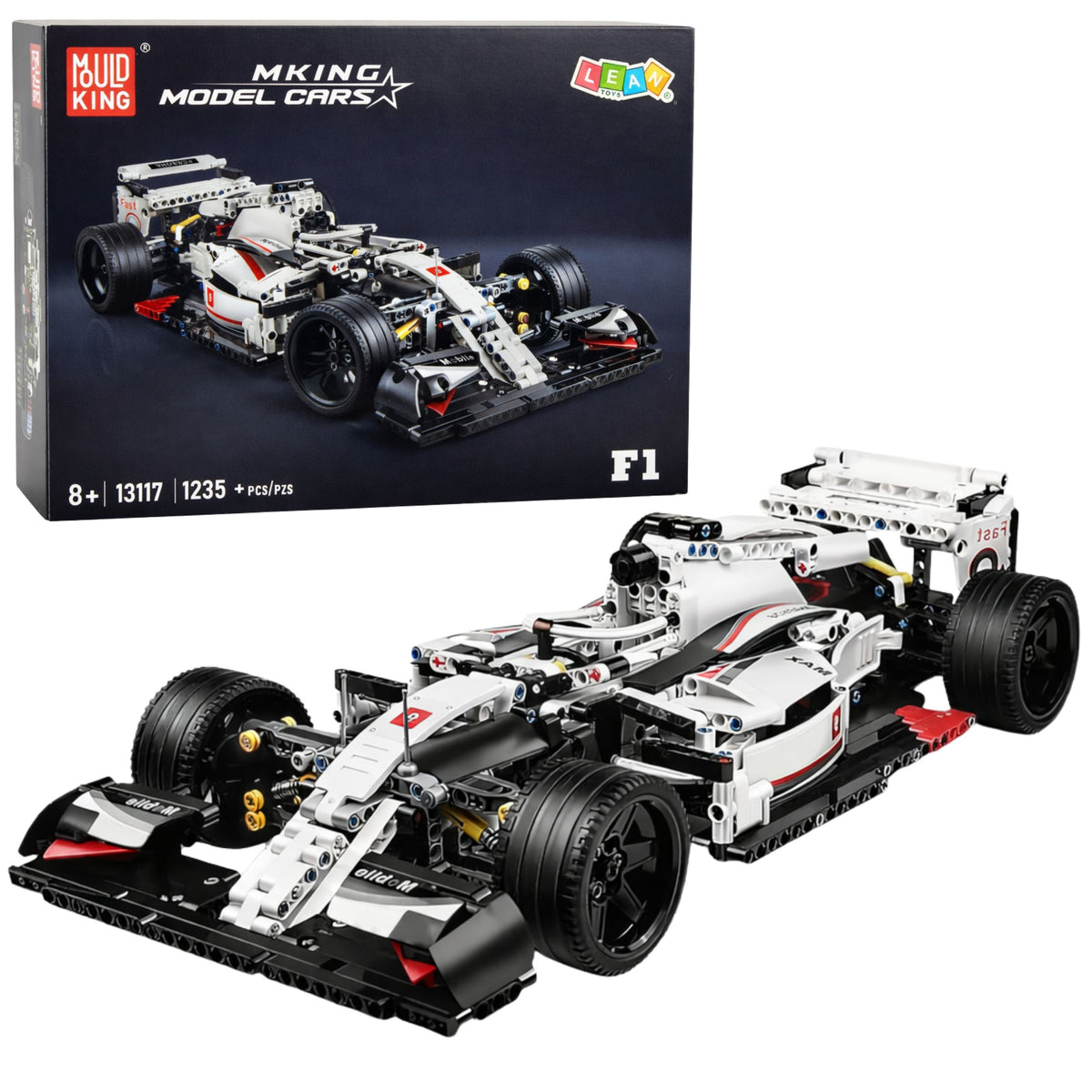 Construction Bricks F1 Race Car White And Red 1235 Pcs.