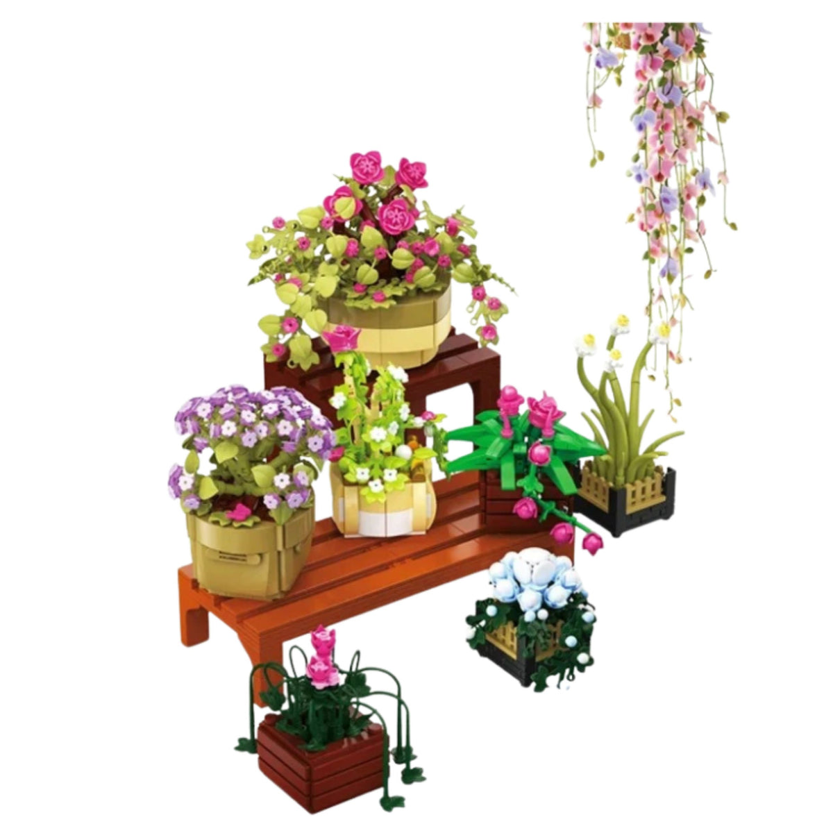 Construction Blocks Flowers In Pots 7 Pcs Two Shelves 1446 Pcs.