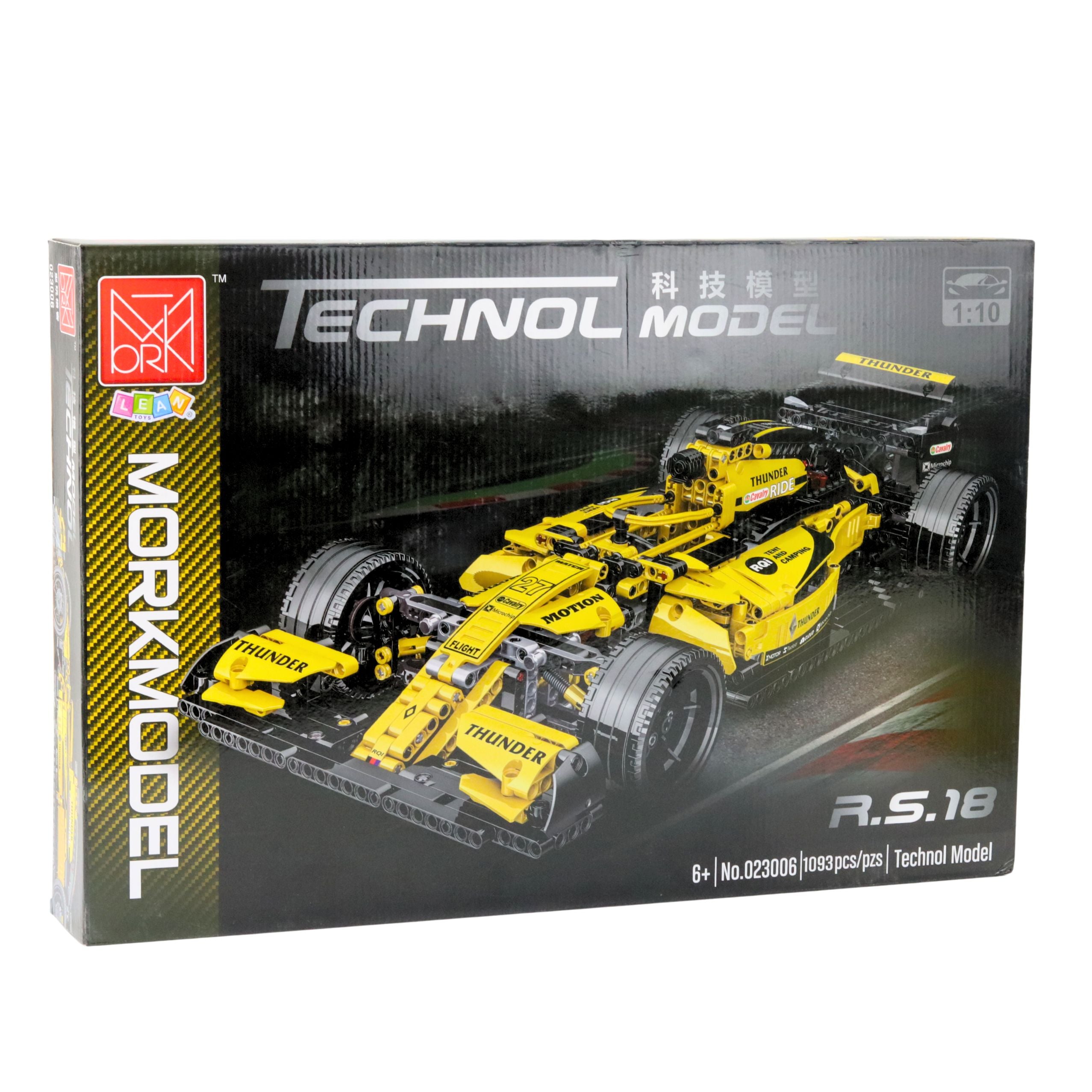 Construction Bricks Race Car R.s.18 Yellow 1:10 1093 Pcs.