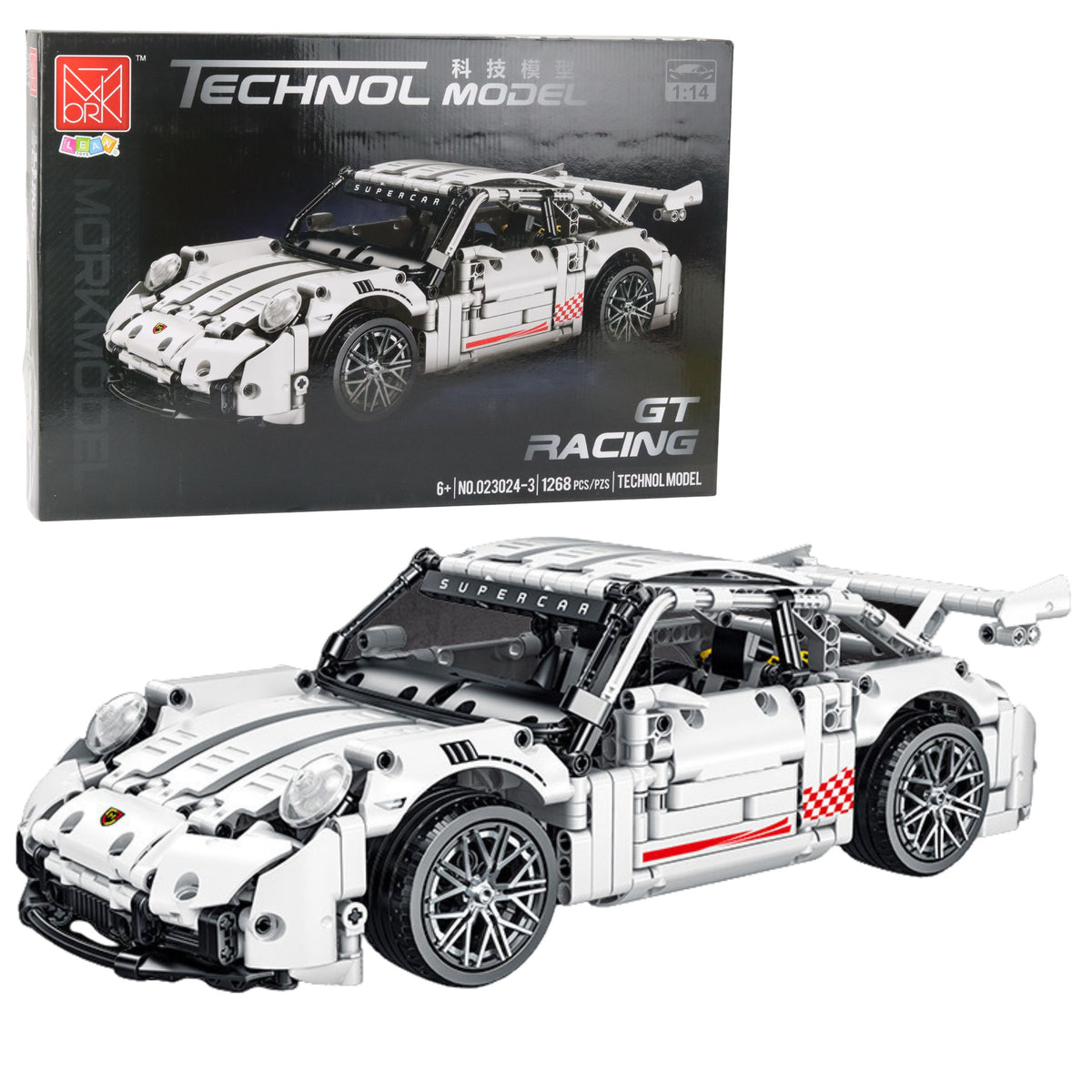 Building Blocks Gt Racing Car White 1:14 1268 Pcs.
