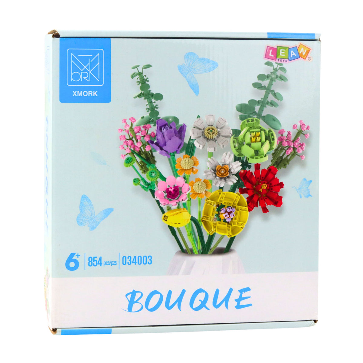 Construction Blocks Decorative Bouquet Of Colorful Flowers 854 Pcs.