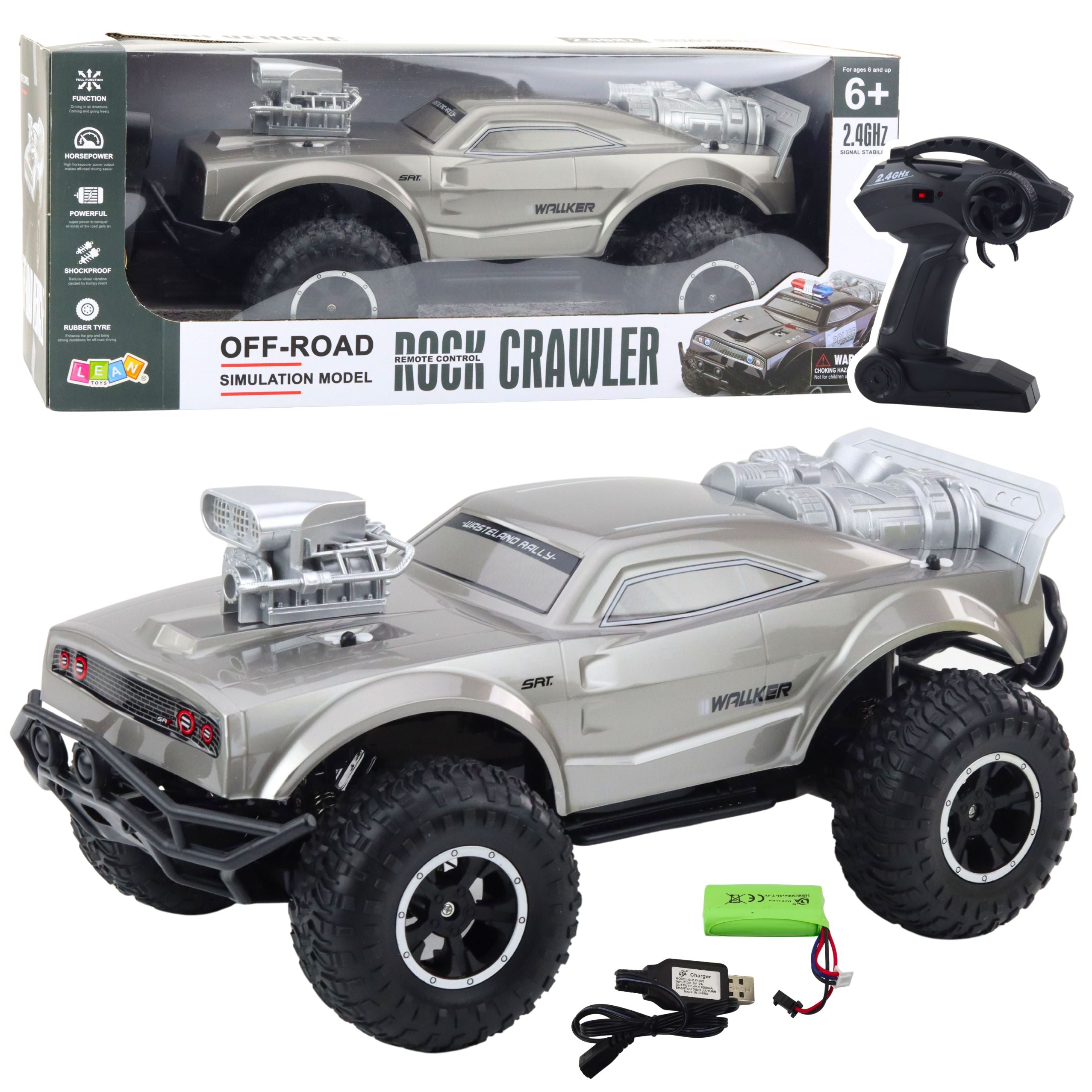 Large Remote Controlled Off-road Sports Car Rc Silver 1:8