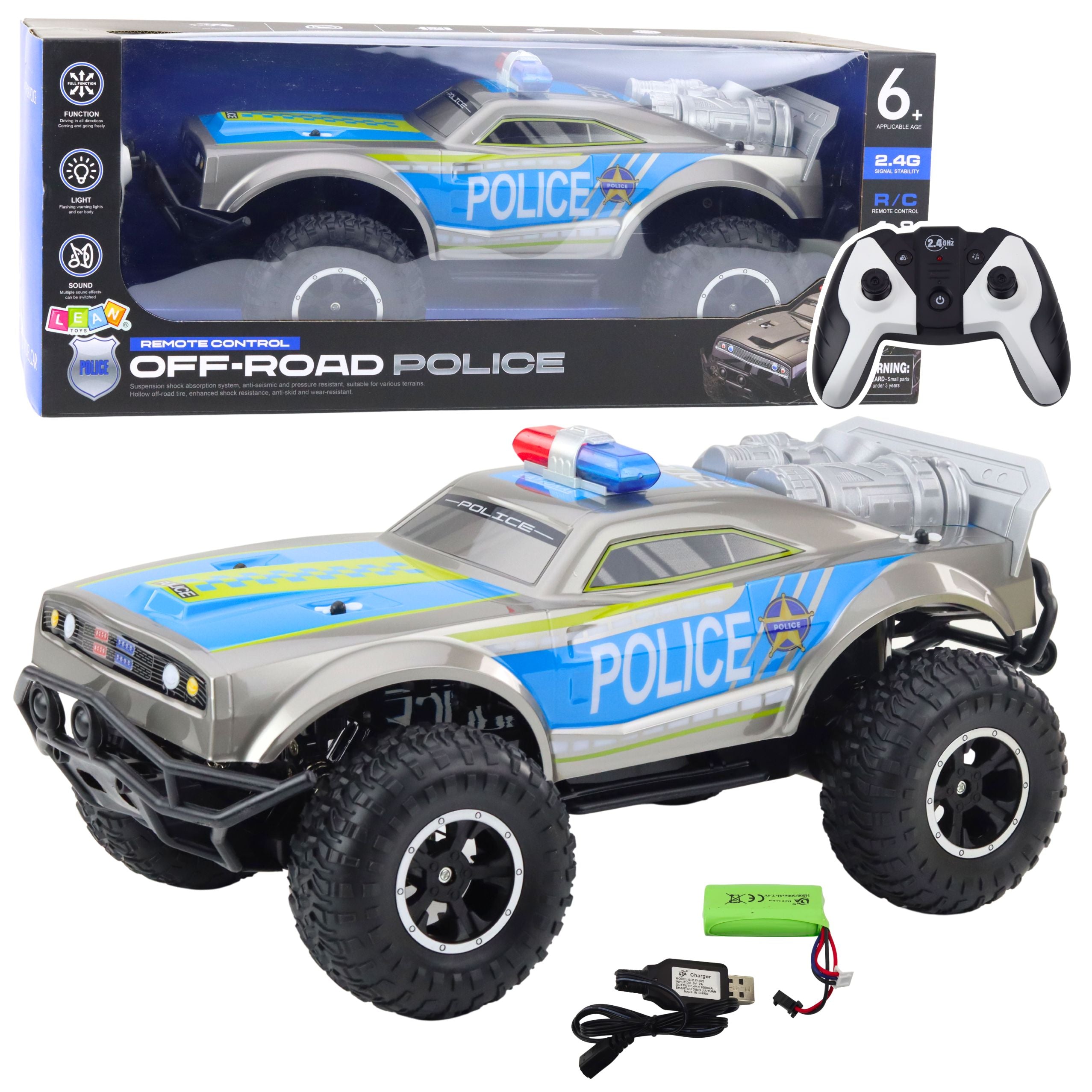 Rc Off-road Police Car 1:8 Silver