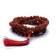 Mala Rudraksha 108 мъниста с червен пискюл - 0,8 см